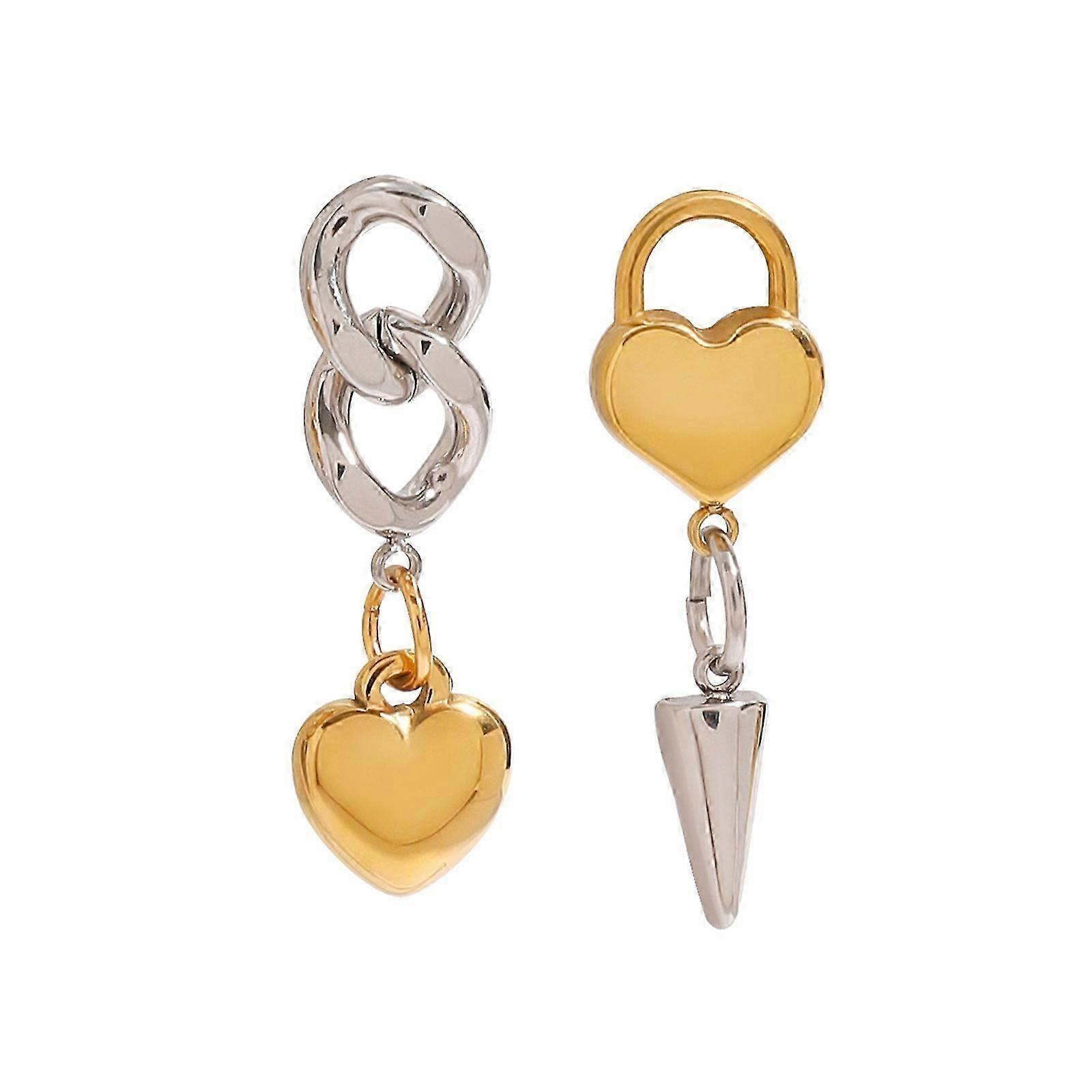 Two-Tone Heart Cone Chain Earrings for Women's