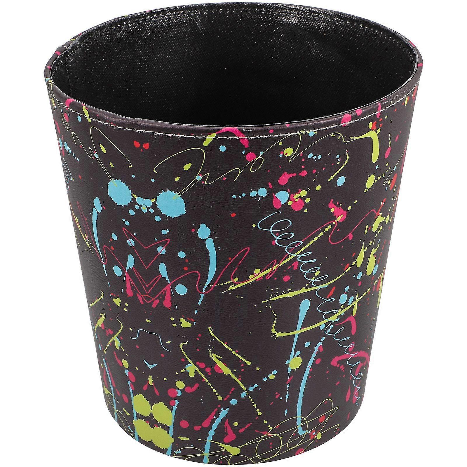 Bedroom Waste Container Leather Trash Bin Trash Can Large Capacity Storage Bucket