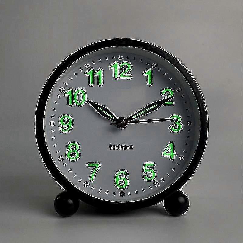 Modern Quiet Alarm Clock - Noiseless Analog Clock with Soft Glow - Sleek Round Design