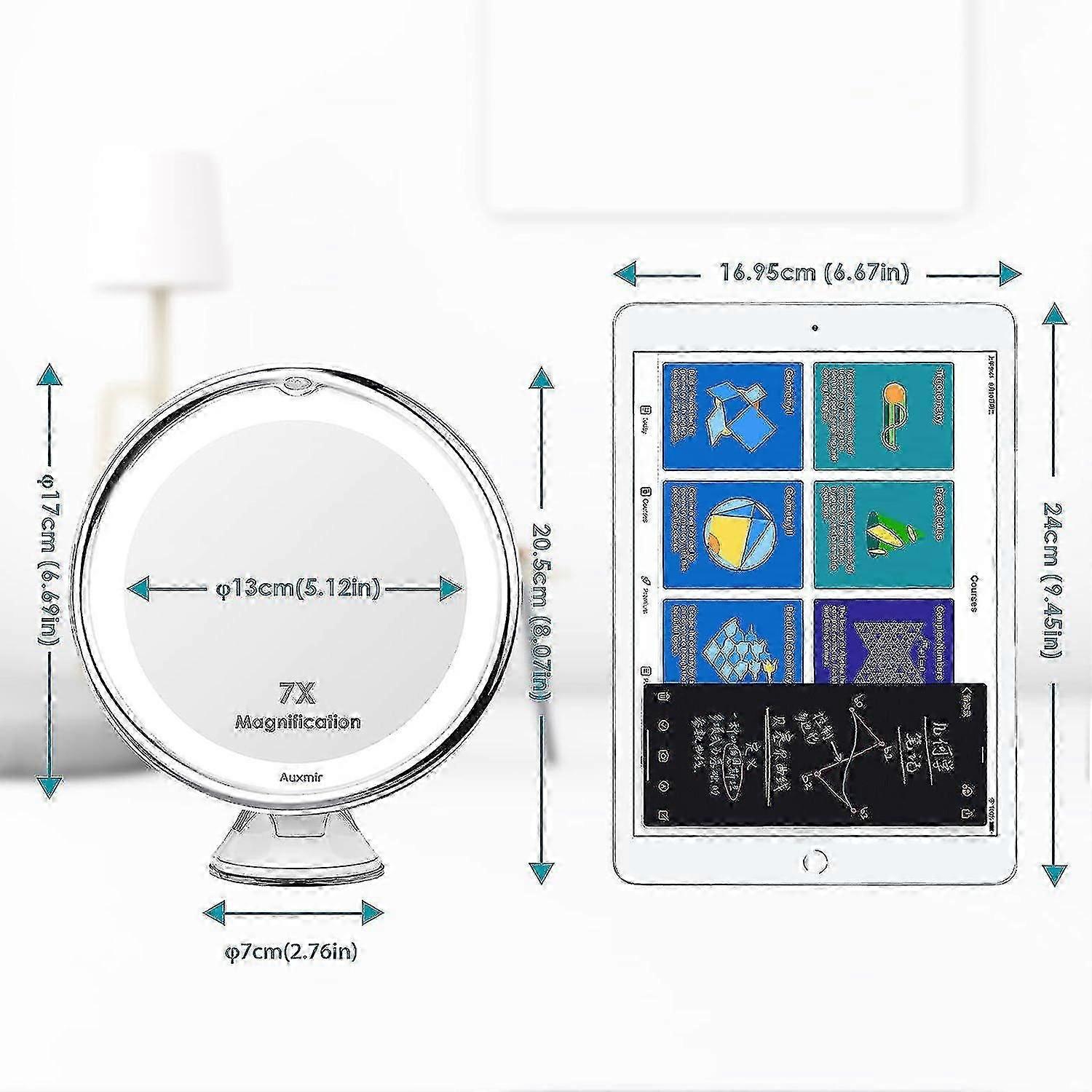 7x Magnifying Mirror Travel Led Lighted Makeup Mirror With Suction Cup Wall Mounted Magnifying Mirror 360 Rotation Free Standing Mirror Ideal For Shav