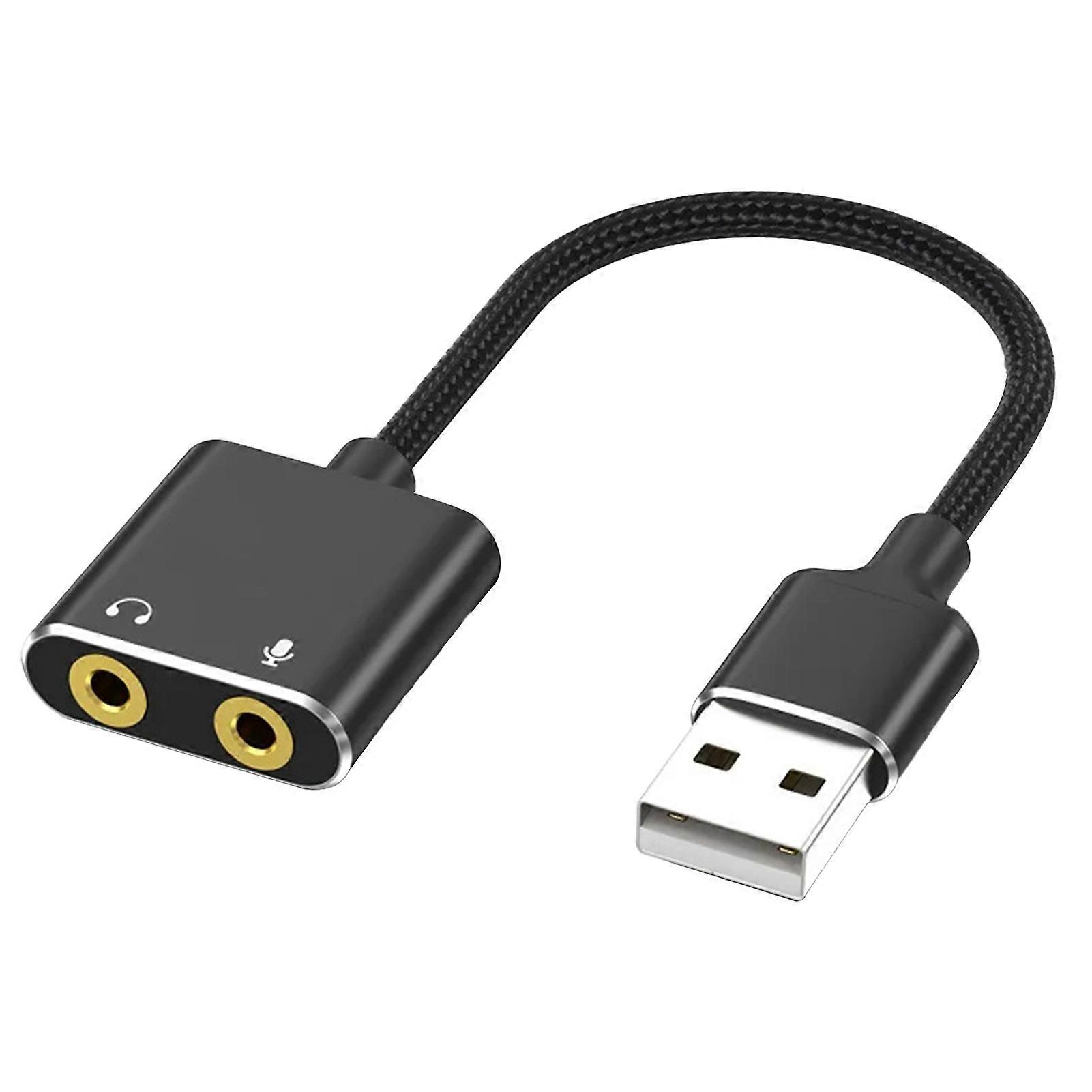 USB to 3.5mm Adapter External Stereo Sound Card for PC Laptop with Mic Jack