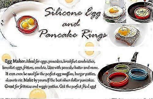 Silicone Non-Stick Egg Rings for Frying, Poached Eggs & Pancakes - Multicolor