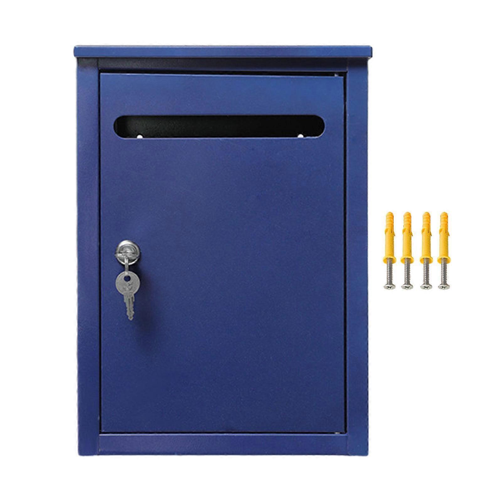 Wall Mount Lockable Mailbox Anti Ruse Easy llation House Large Drop Box Blue