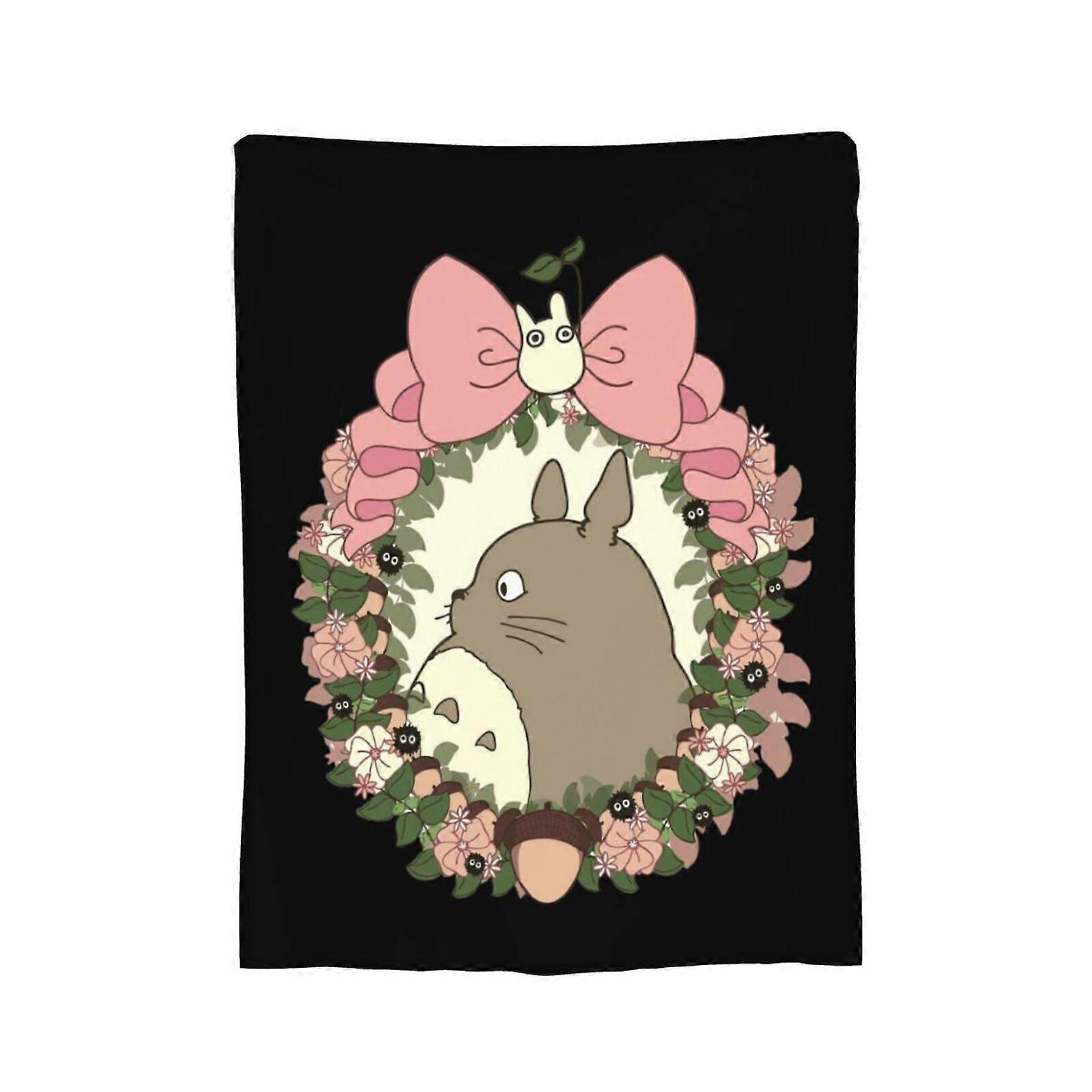 My Neighbor Totoro Art Flannel Blanket, Lightweight Quilt 80"X60", Soft & Anti-Static, Four Seasons Use, Odor Control & Cooling, Unisex