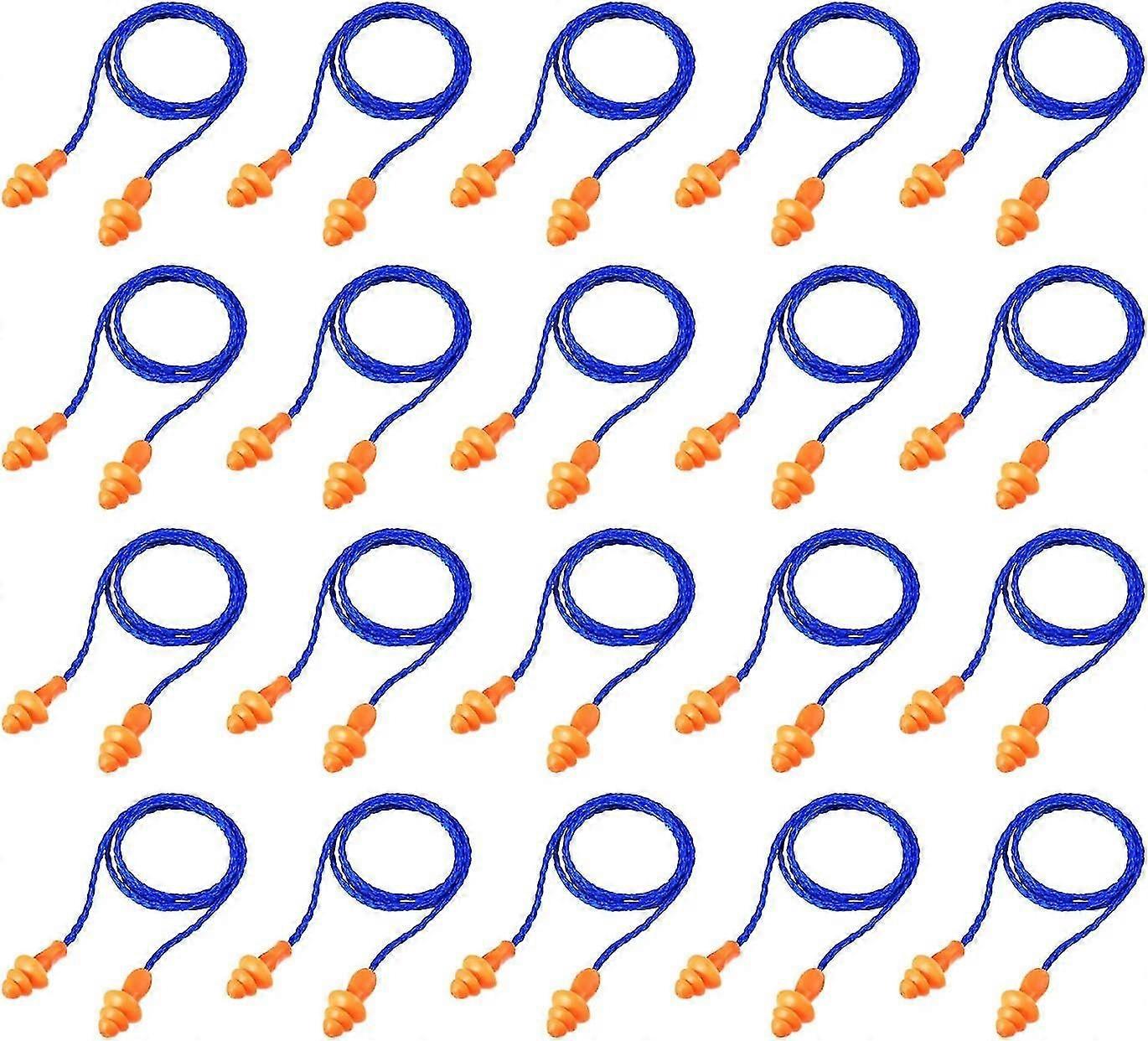 Καλώδια ωτοασπίδων επαναχρησιμοποιήσιμες ωτοασπίδες σιλικόνης με χορδές banded ωτοασπίδων ύπνου για την προστασία της ακοής (20pcs, μπλε)