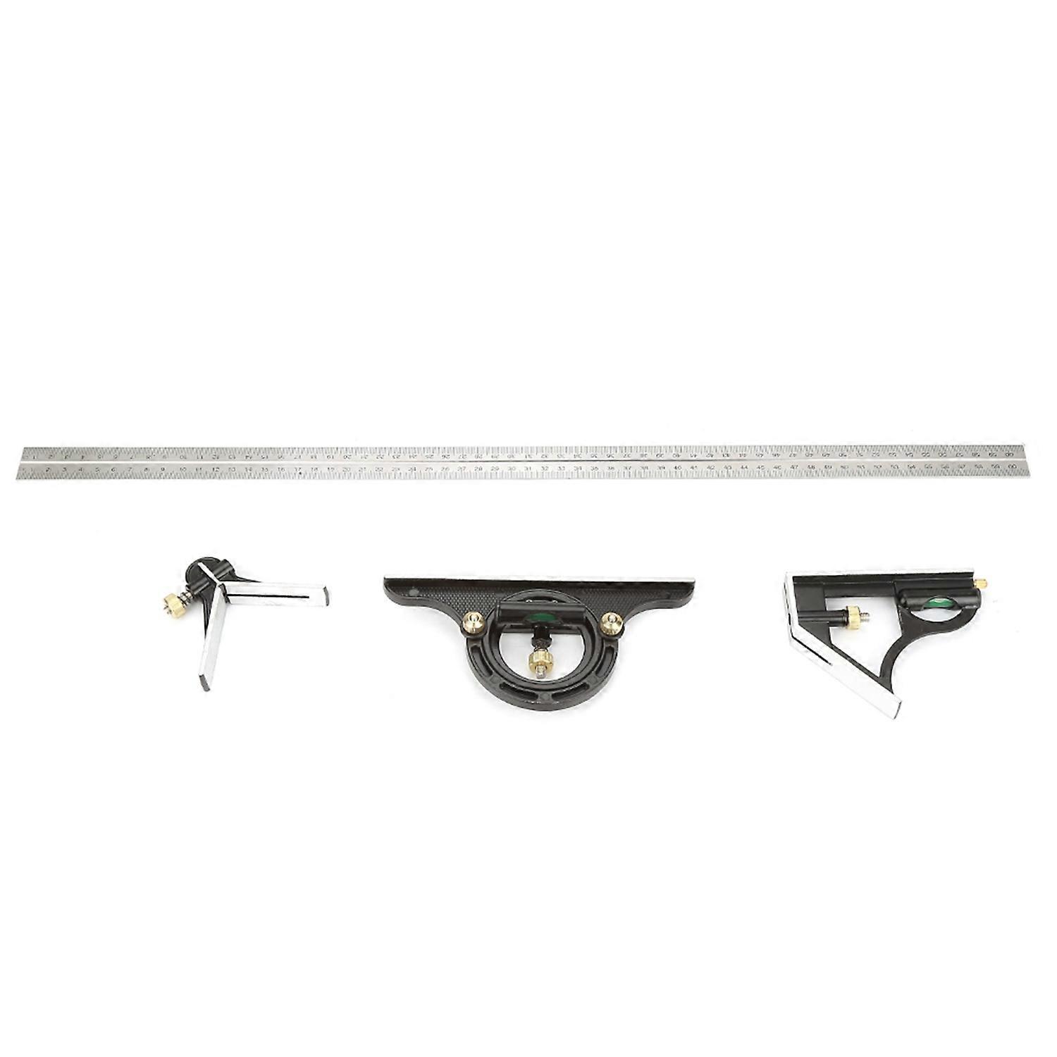 Metal Adjustable Combination Square Right Angle Ruler Engineer Measuring Tool