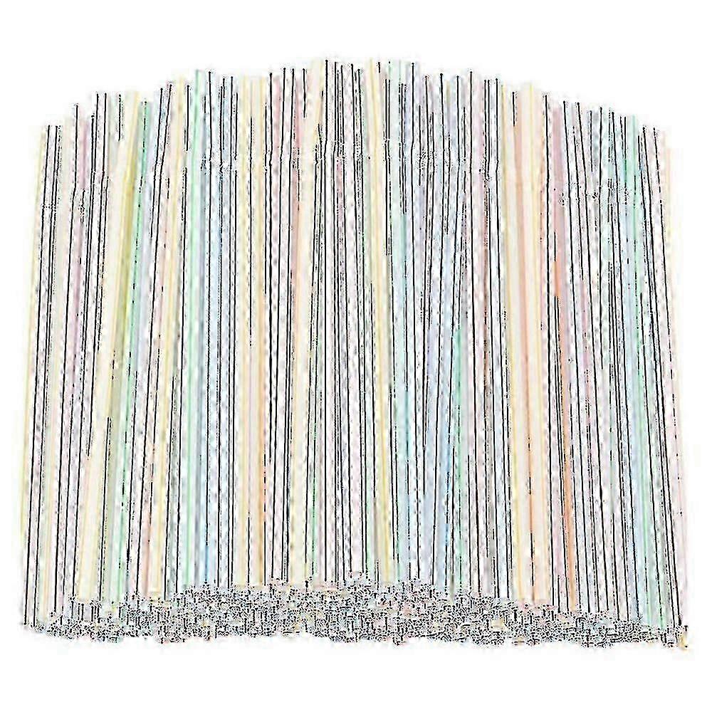 1000 Pcs Flexible Plastic Straws Striped Multi Colored Disposable Straw