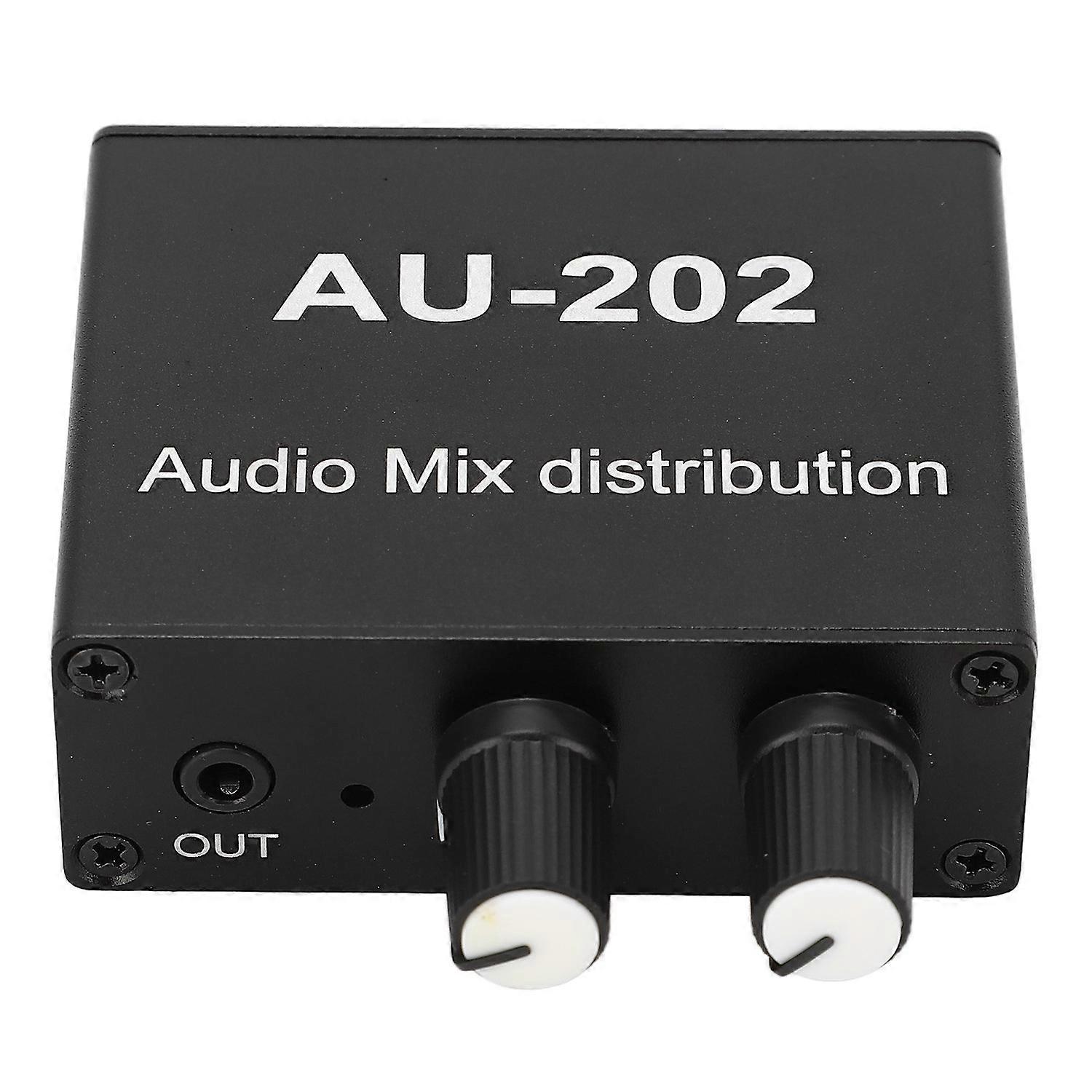 Stereo Mixer Audio Distributor 2 Input 2 Output 3.5mm Jack Plug and Play Aluminum Alloy Audio Mix Am