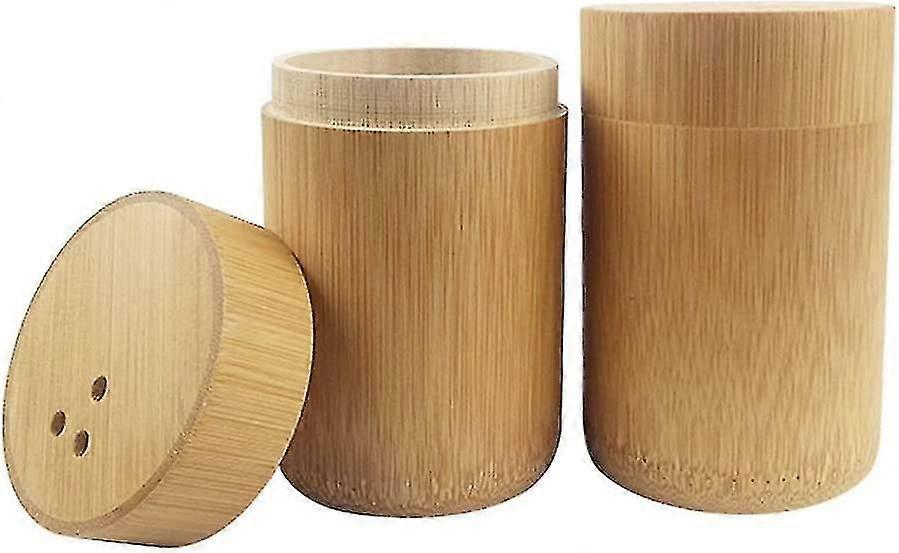2 Pack Bamboo Toothpick Holders Portable Toothpicks Dispenser Box Container
