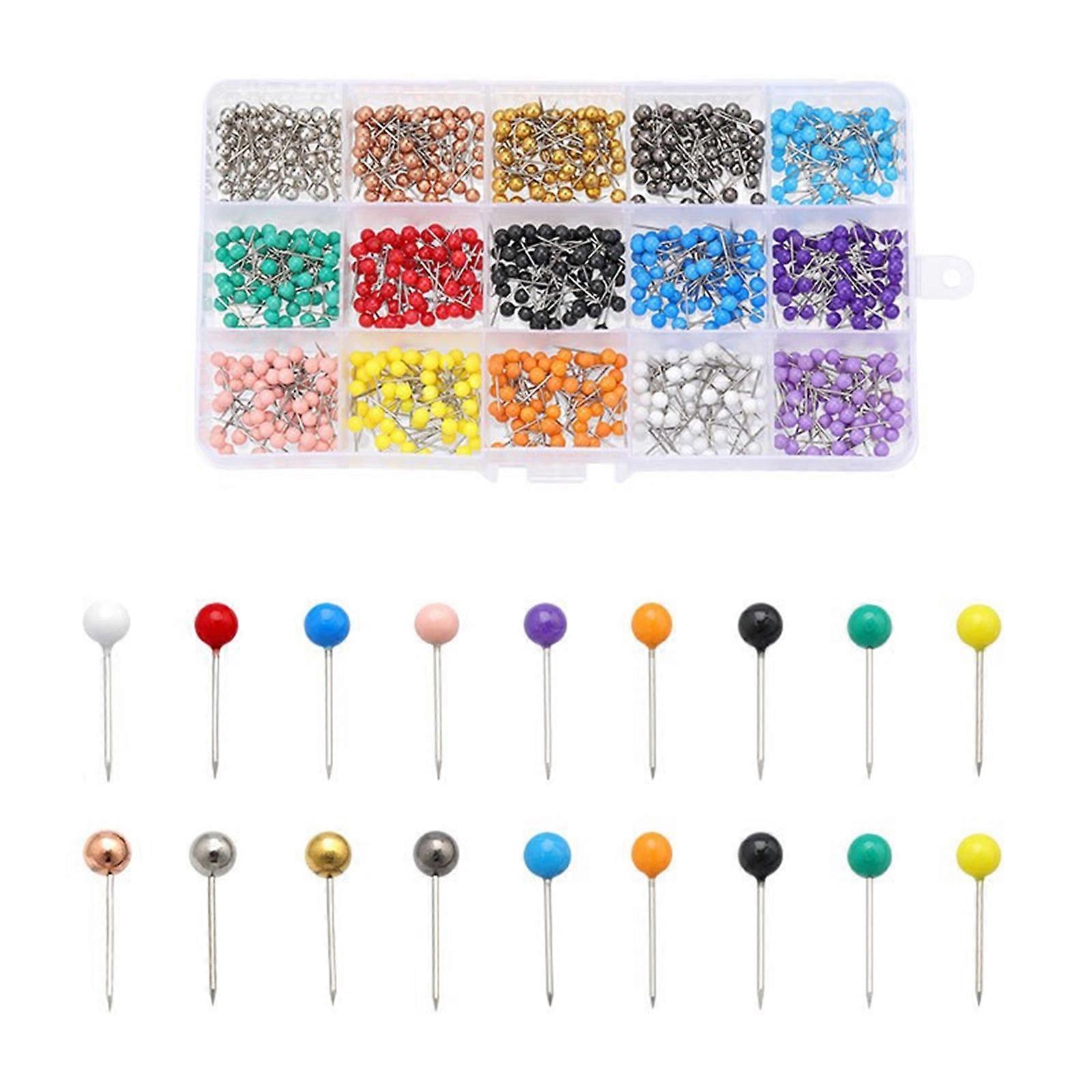 200/500/900Pcs 4mm Round Head Sewing Pins With Storage Box Color Coded Dressmaking Pins For Quilting and Pattern Making Multicolor