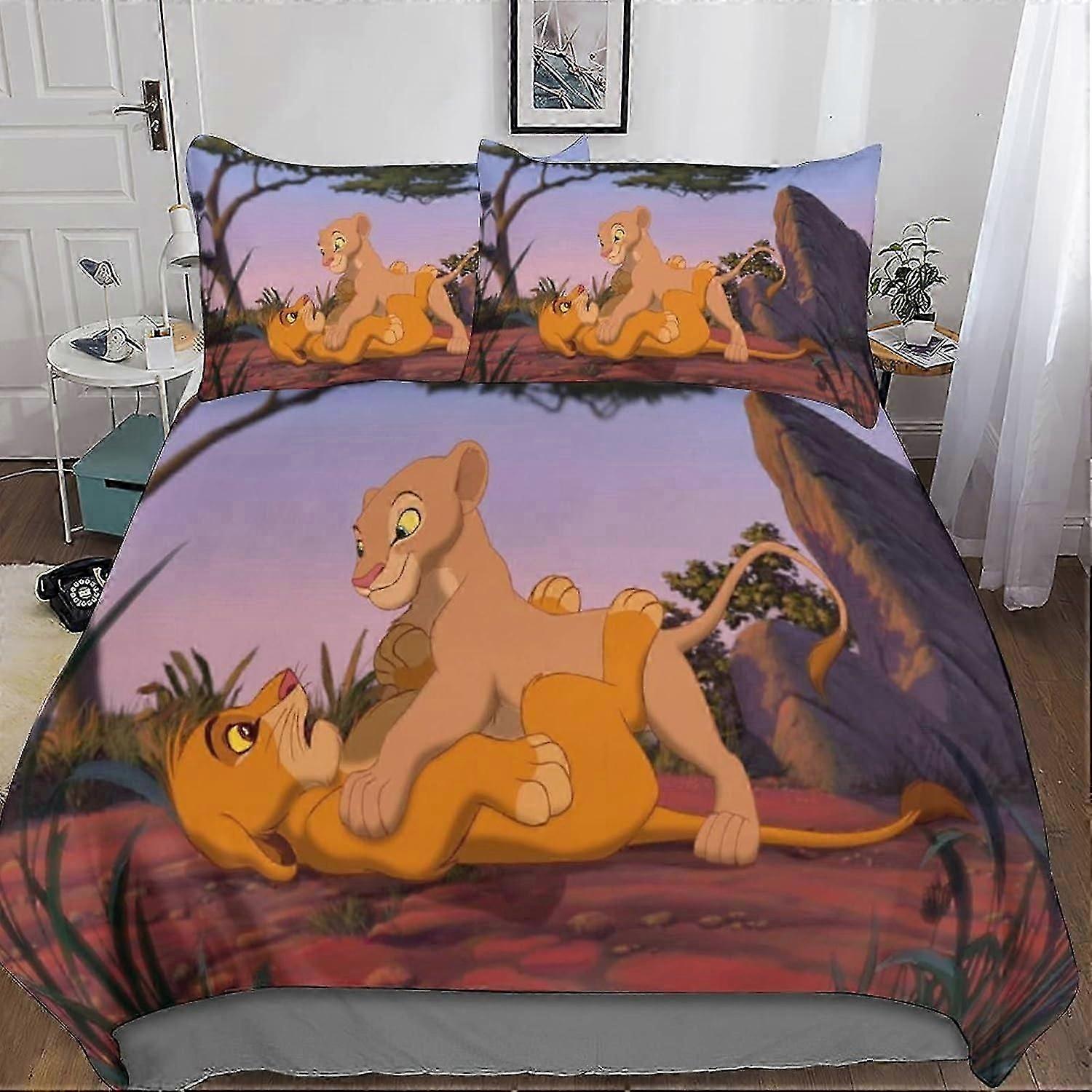 O Leão Rei Duvet Capa D Roupa de Cama, Capa de Edredom de Microfibra com fechamento com zíper e fronhas Peças King Duvet Covers 135 * 200 CM