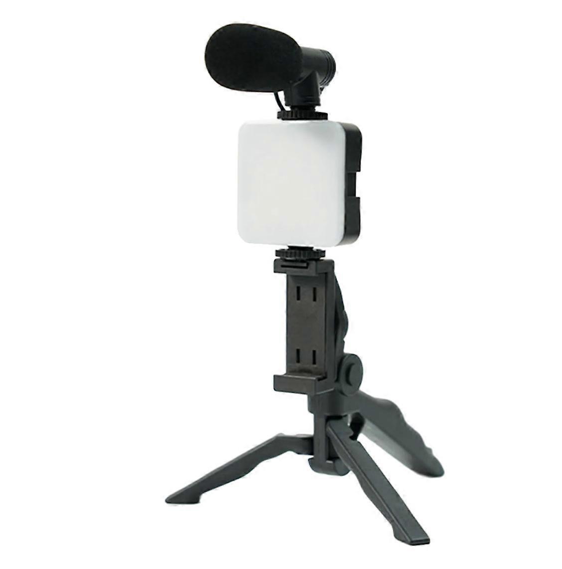 Video Vlogging Kit for Phone with Tripod Mount LED Fill Light and Microphone Phone Clamp Enhances Auditory Multicolor