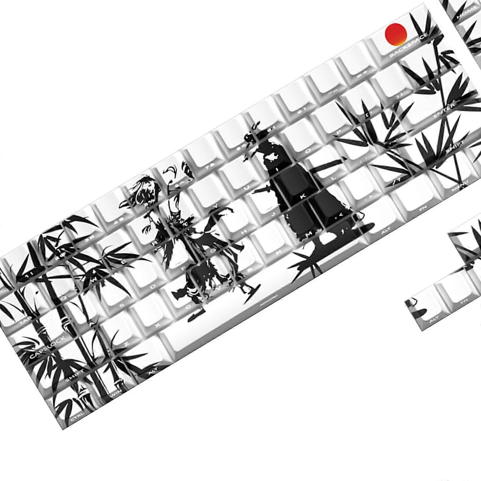 Wuxia Style Keycap Set PBT Original 64/74Keys Side Engraveds Translucents Keycaps for Gaming Mechanical Keyboards Multicolor