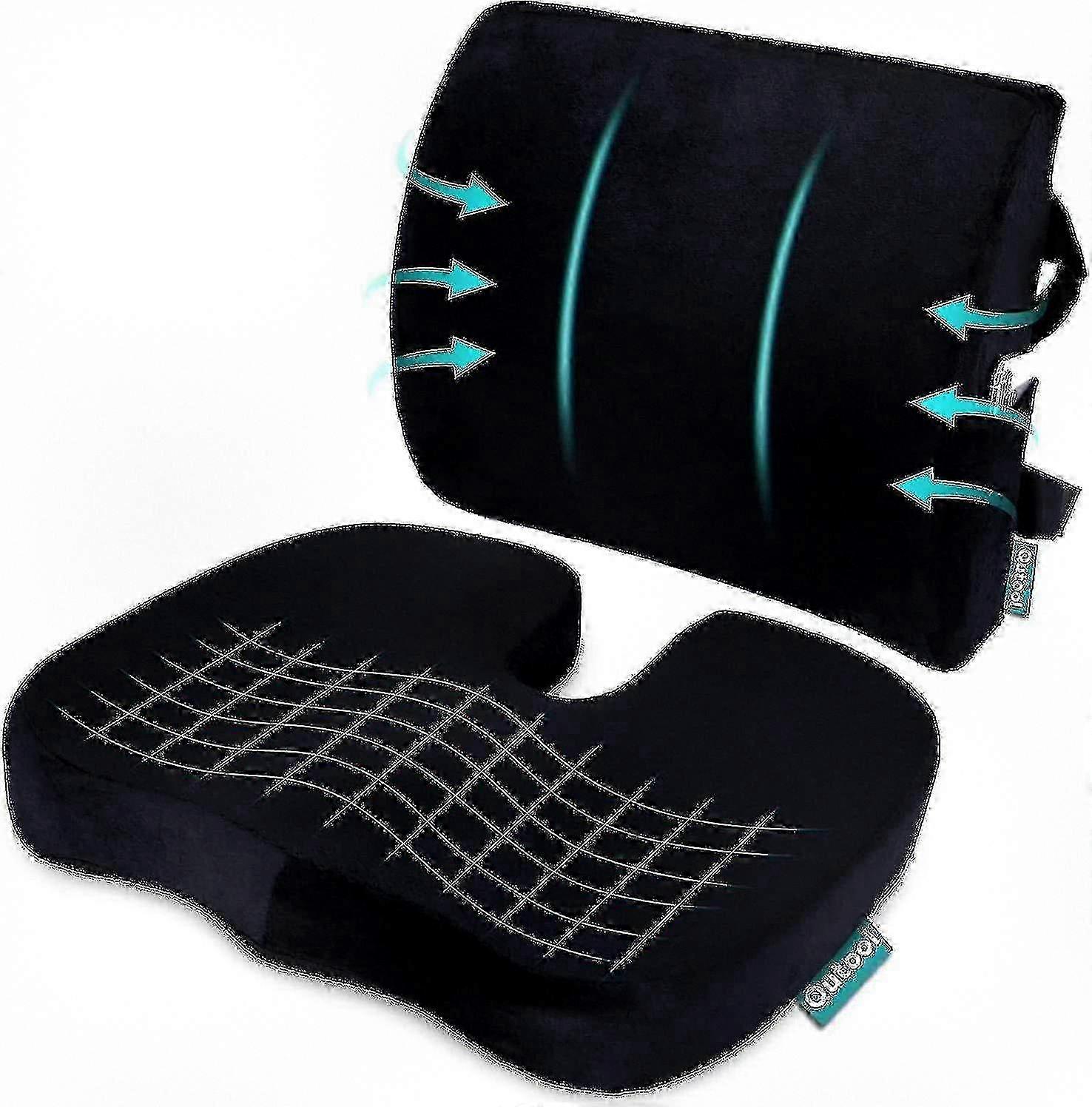 Ergonomic Seat and Back Support Cushion with Memory Foam for Office and Car Chairs