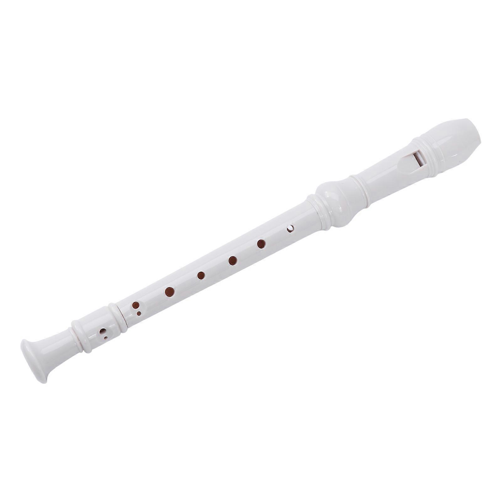 C Key 8 Hole Descant Soprano Recorder with Cleaning Rod British Style Music Flute Instrument Descant Plastic Recorder  White