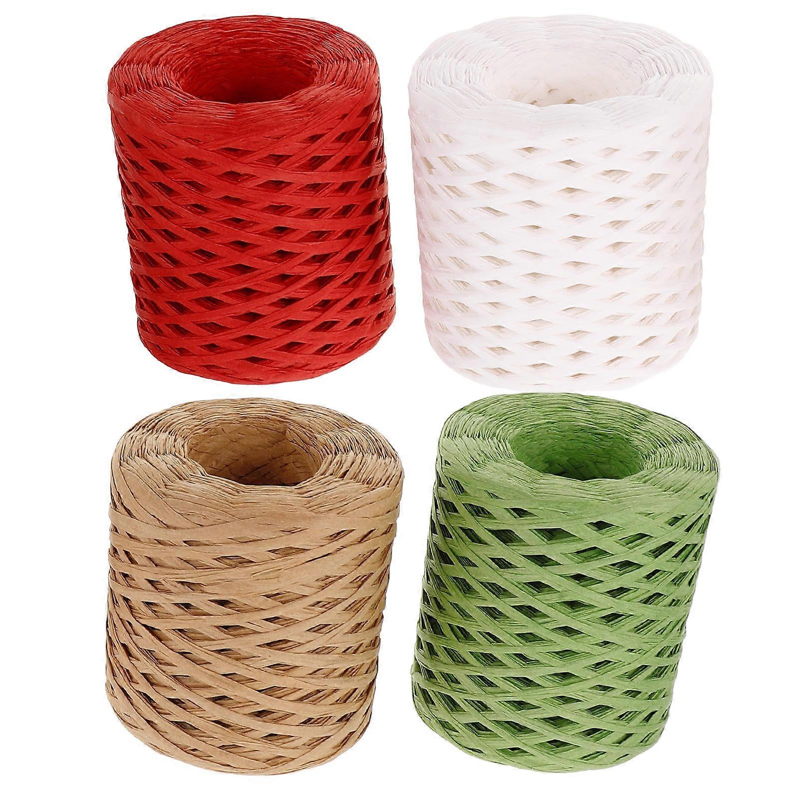 Raffia Craft Paper Ribbon for DIY 4 Rolls of Paper Twine String Rope