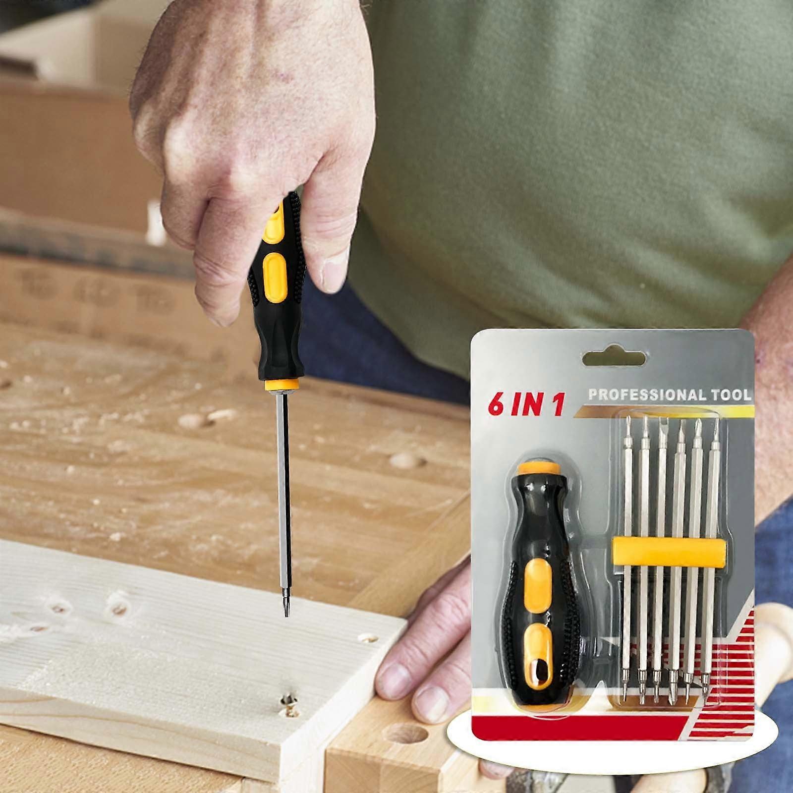 WJSXC 6-in-1 Strong Magnetic YU-shaped Shaped Multi-function Household Disassembly Screwdriver 12-in-1 Screwdriver Set Multicolor