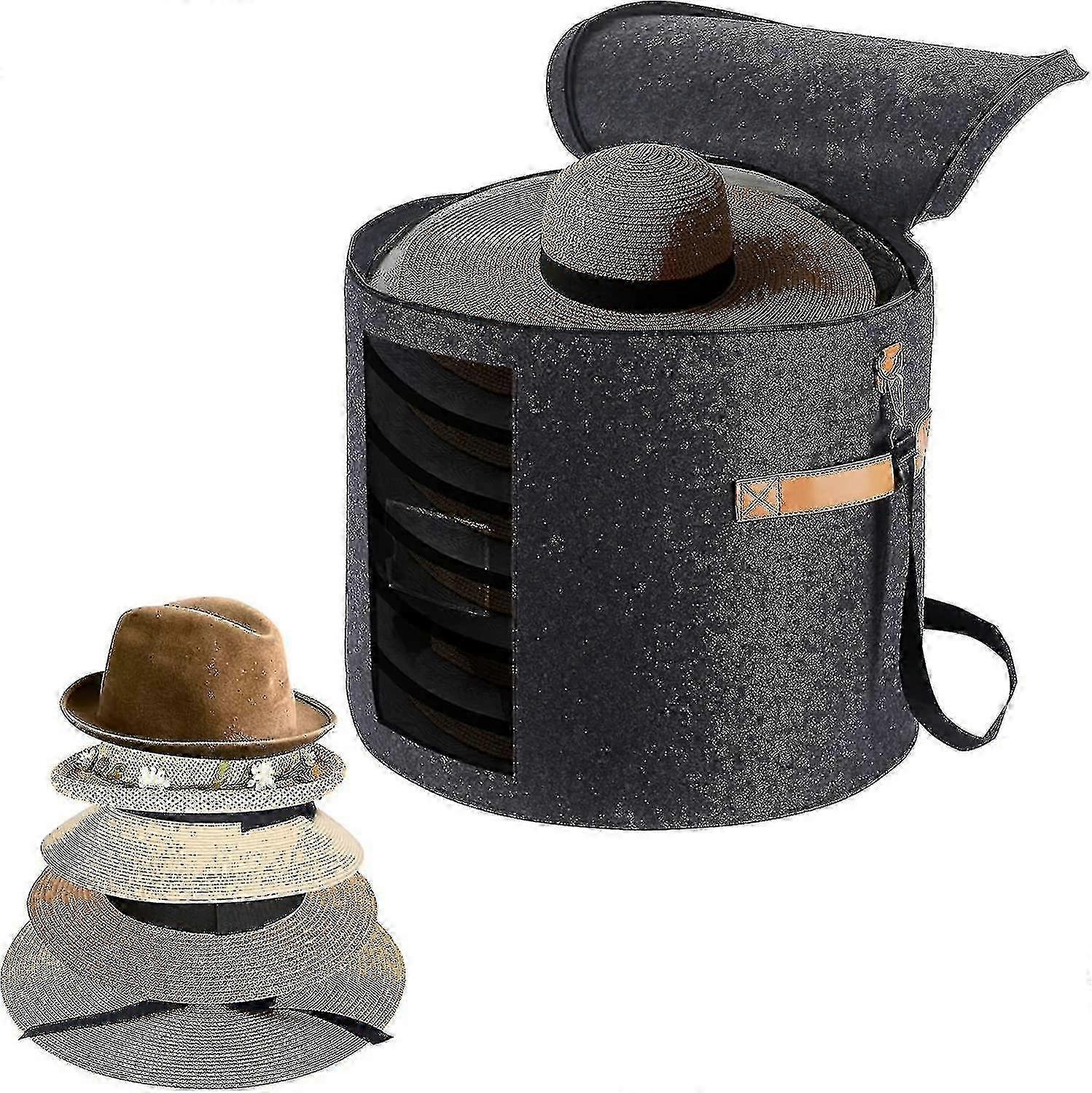 Hat Box Hat Storage Box Hat Boxes For Women Storage Round Men Hat Box Foldable Hat Boxes (dark Gray)-ce