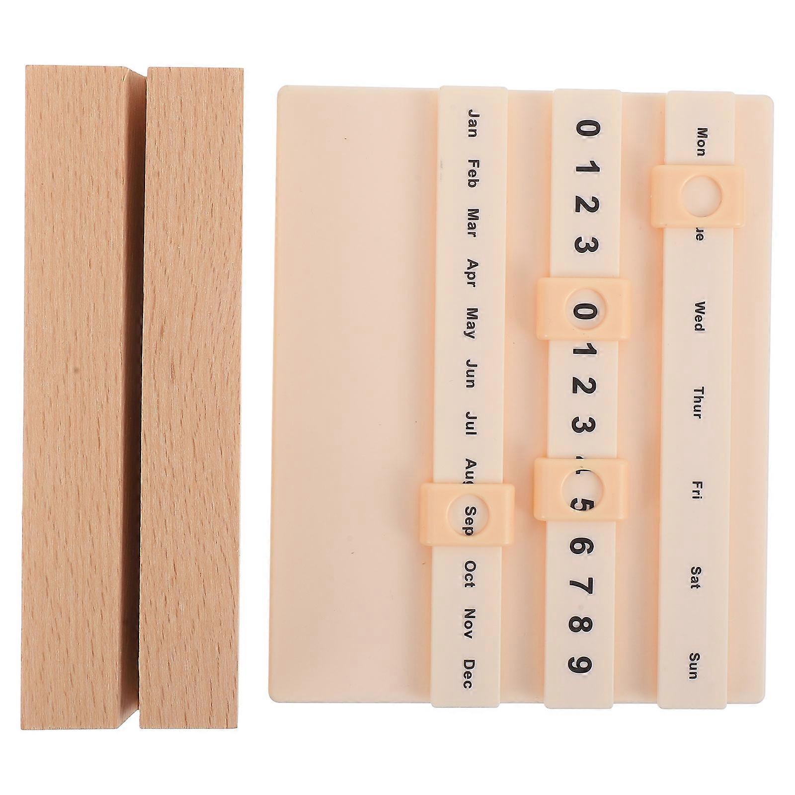 Multi Wood Desk Calendar Blocks for Monthly Planning and Year Display