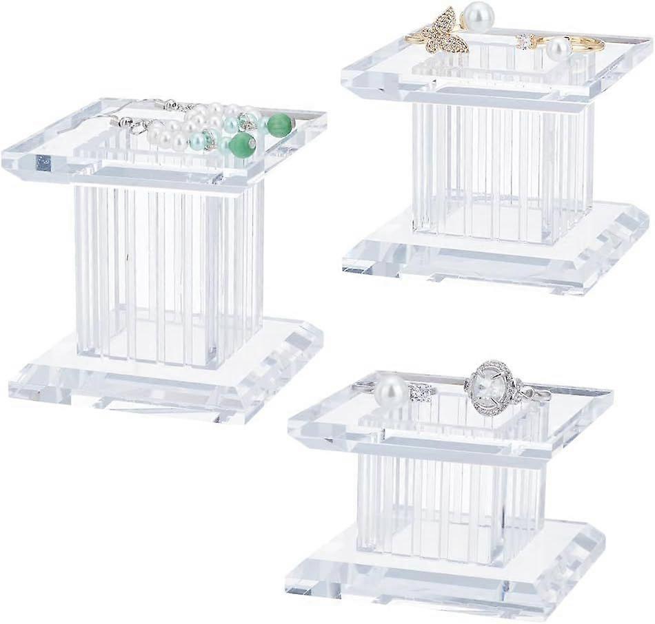 3Sizes Clear Acrylic Display Block 1.6/ 2/ 2.3inch Hollow Display Pedestal Stand for Gem Display Jewelry Display Pop Figures Cosmetic Showing