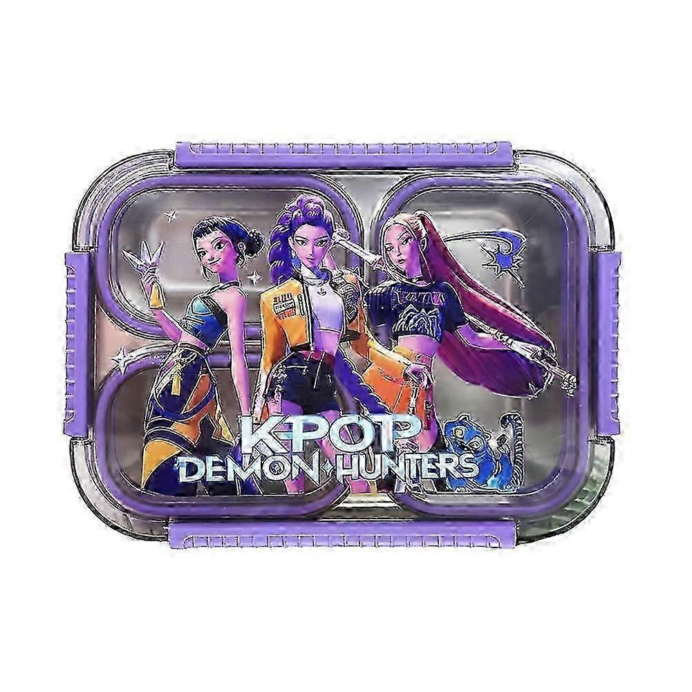 K-Pop Demon Hunters Kids Lunch Box with Built-in Cutlery Compartments