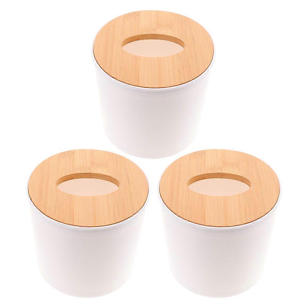 Bathroom Tissue Box Cover Bamboo Lid for Decorative Use 3Pcs Pack