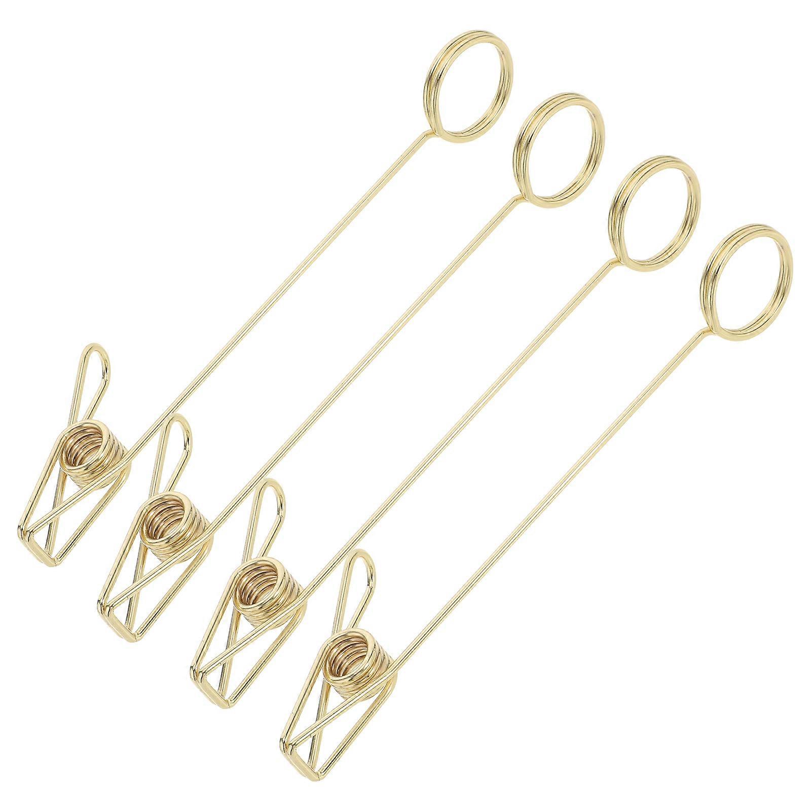 4Pcs Multi-Function Golden Double Headed Card Holder Clips for Fixing Use Metal