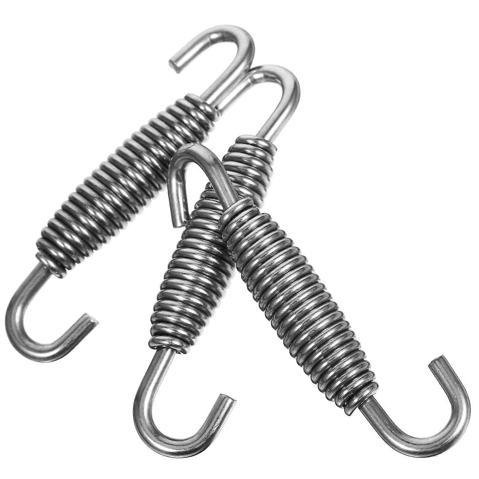 Silver Pipe Spring for Motorcycle Exhaust Pipe Function 3Pcs Hook