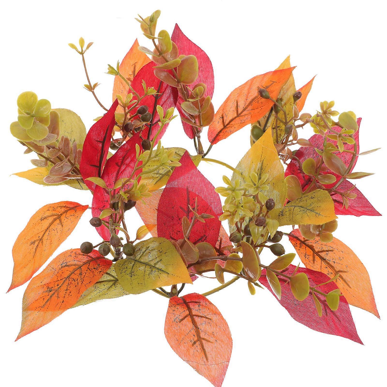 Thanksgiving Day Candle Ring Wreath for Table 5Pcs Maple Leaves Set