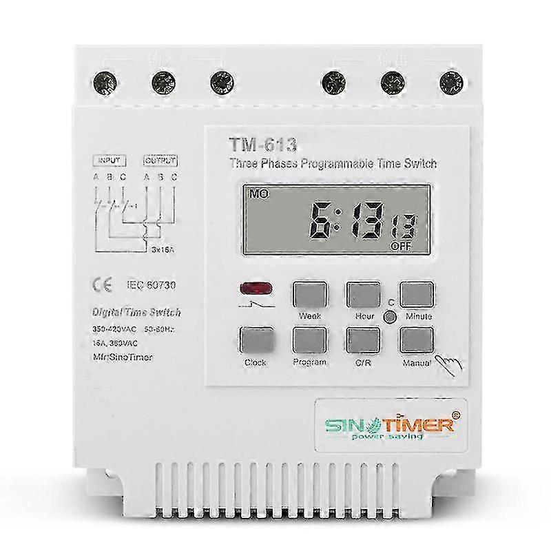Programmable Digital Time Relay, Weekly Clock Timer Switch TM-613 380V 16A Three Phase
