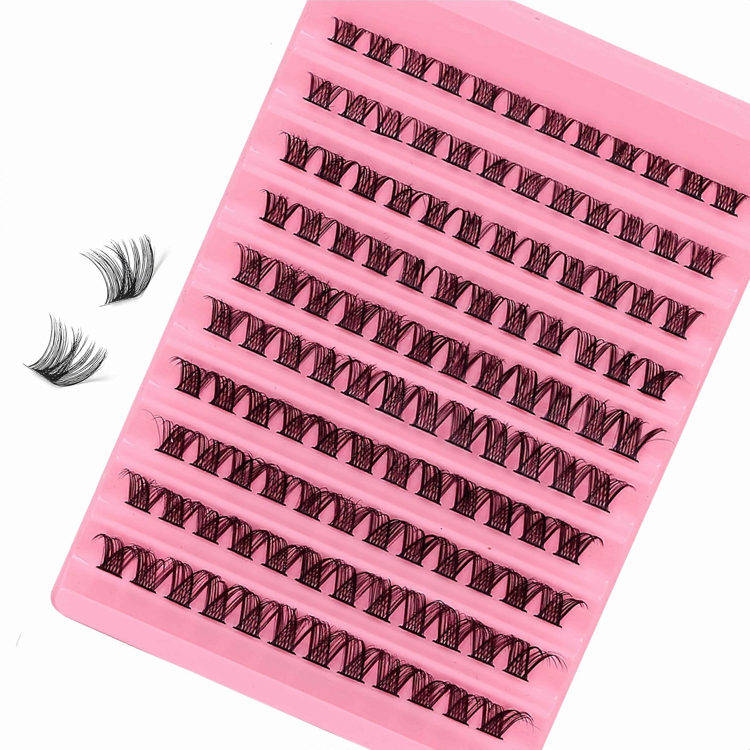 DIY Lash Extensions Kit with 120pcs Russian D Curl Lash Clusters 8–16mm Reusable for Home Use