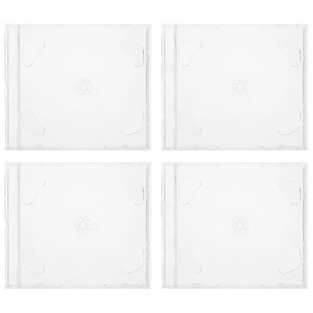 Portable CD Storage Organizer Box DVD Case Disc Holder Made of Polystyrene Transparent 4pcs