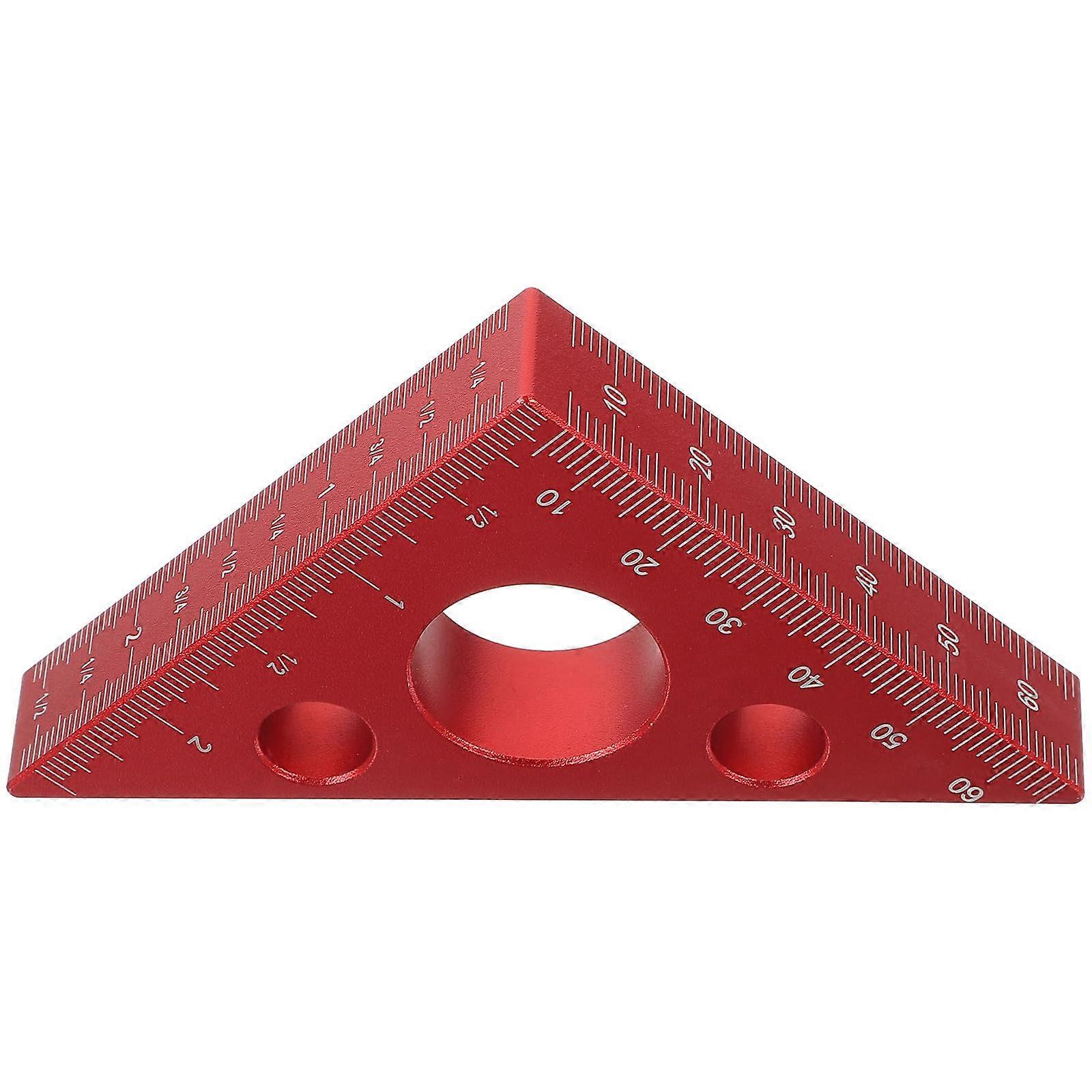Aluminum Alloy Carpenter's Square with Clear Metric Inch Scale Triangular Woodworking Protractor Red