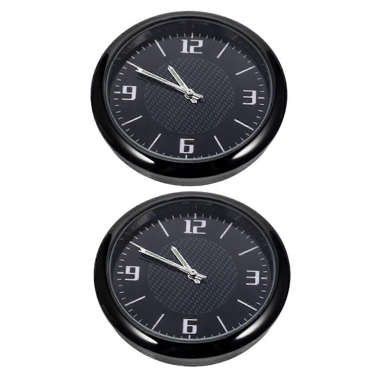 2pcs Car Dashboard Clock Digital Quartz Battery Operated Stick On Vent Interior Decor