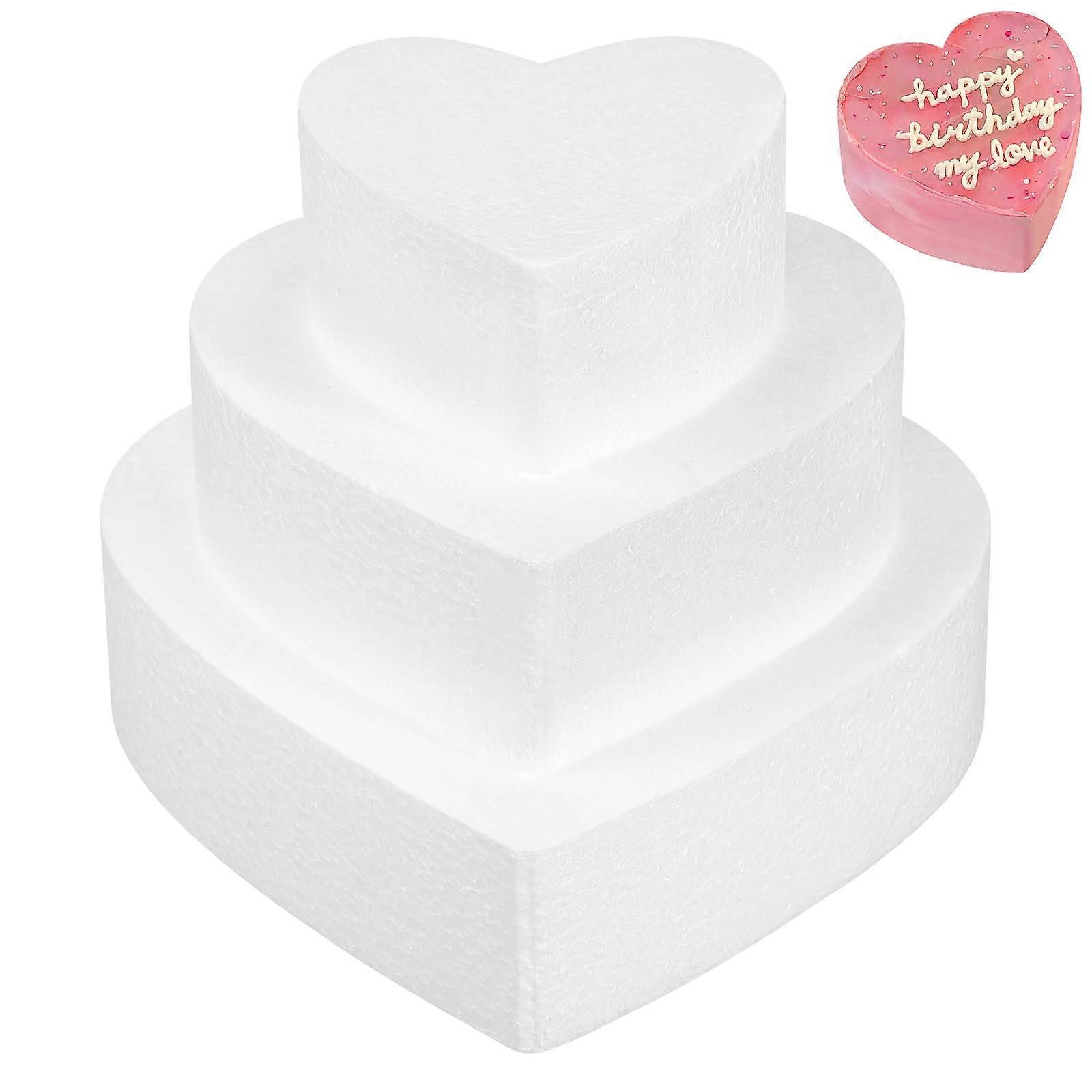 3 Tier Heart Shaped Foam Cake Dummy Set for Wedding Display and Cake Decorating Practice