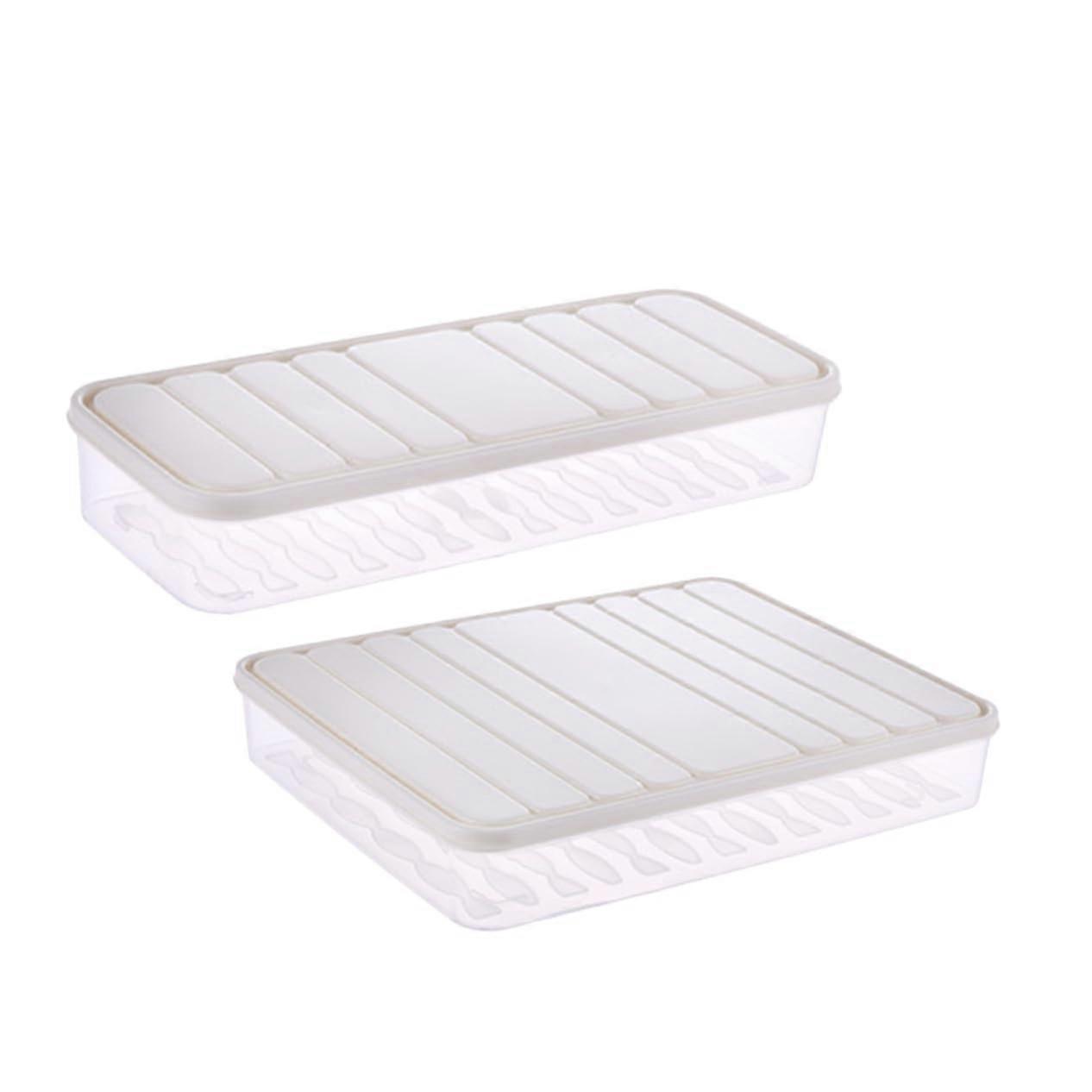 2pcs Refrigerator Storage Box Set with Lids, Stackable Plastic Food Containers for Kitchen Organization