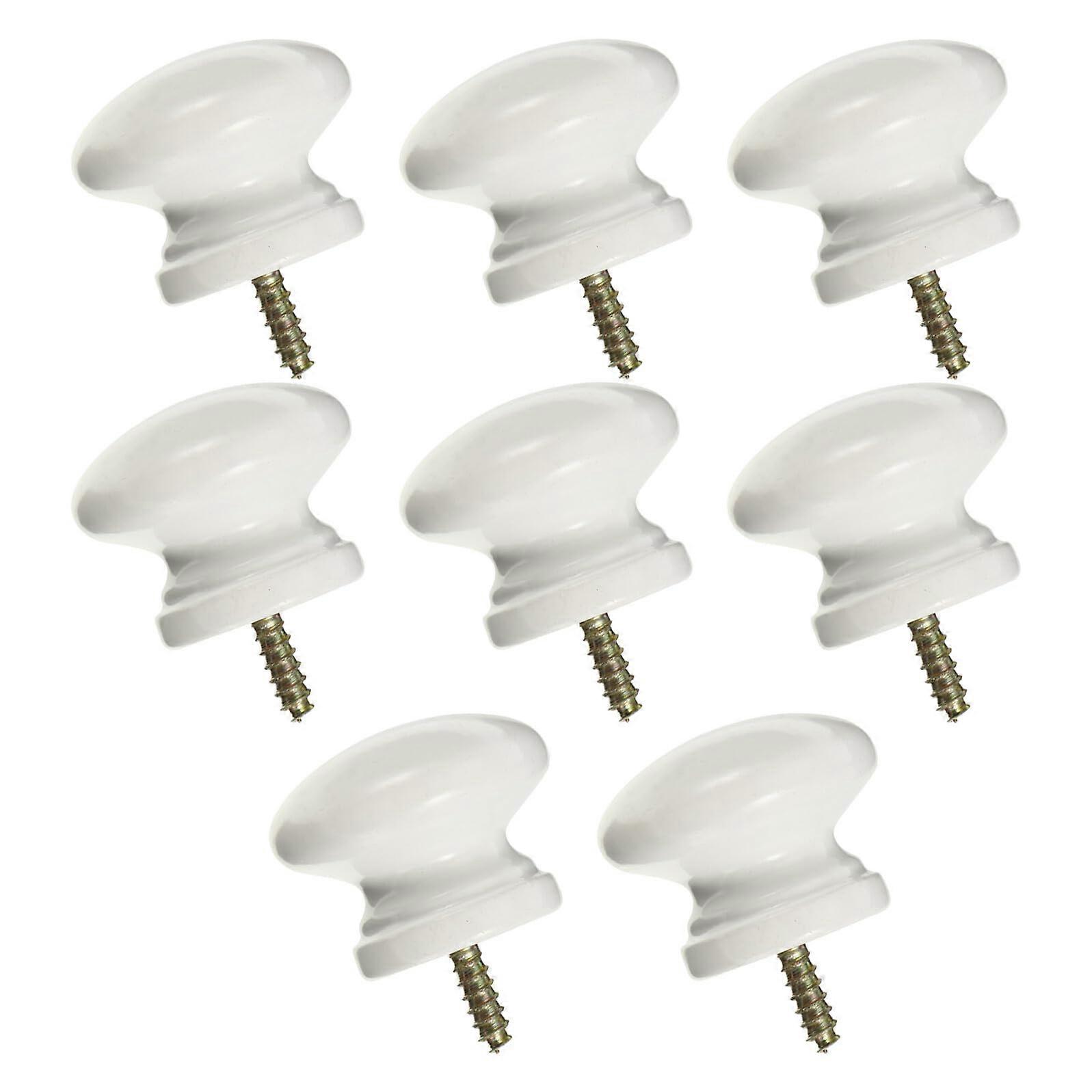 8pcs White Round Wood Cabinet Knobs and Drawer Pulls Artistic Decorative Durable for Wardrobe Doors