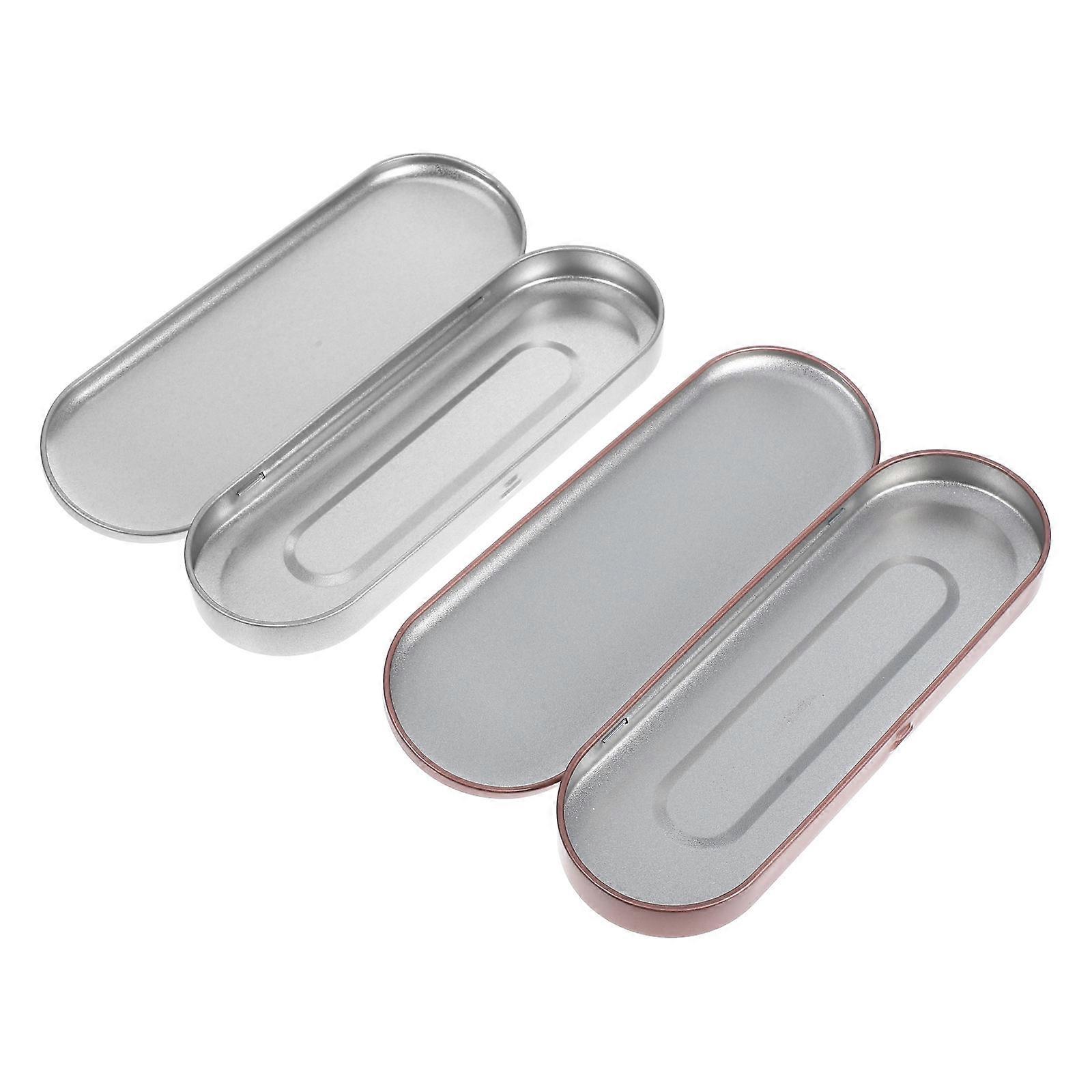 Small Metal Tin Box Hinged Lid for Storage 16Pcs Portable Container