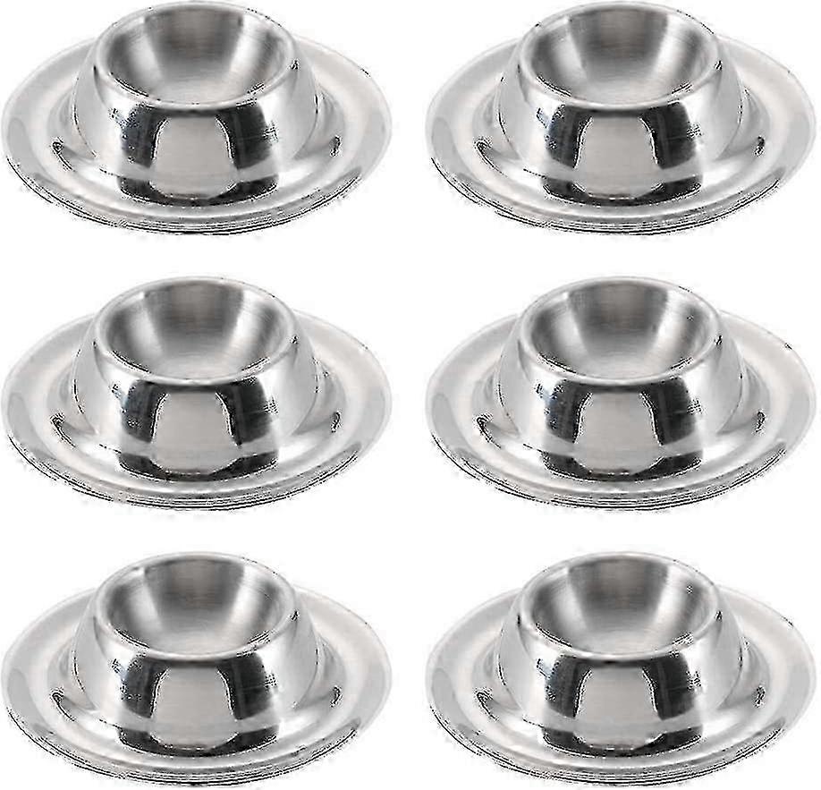 Stackable egg cups set of 6 polished steel for dining