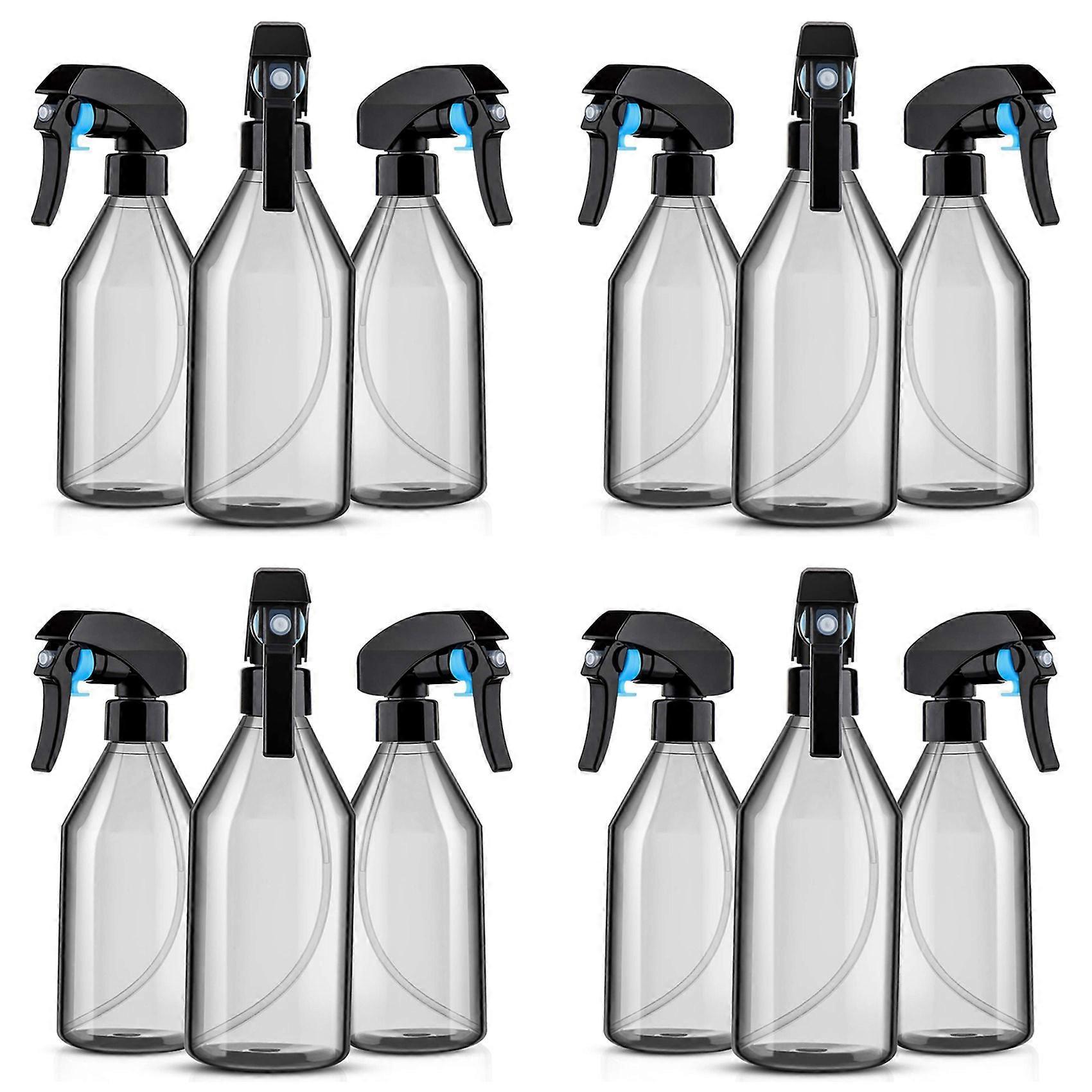 Plastic Spray Bottles for Cleaning Solutions,10OZ Reusable Empty Container with Durable Black Trigger Sprayer, 12Pack