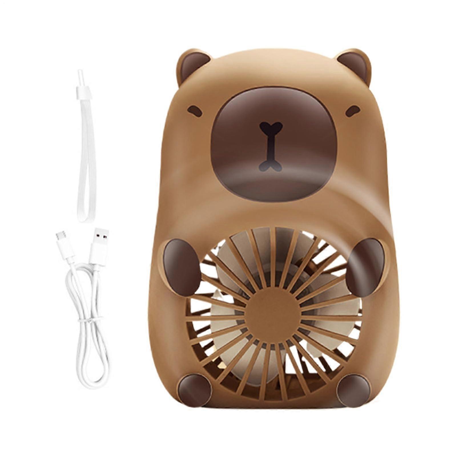 Portable Handheld Fan Cute Capybara Shape USB Rechargeable 3Speed UltraQuiet  Cooler