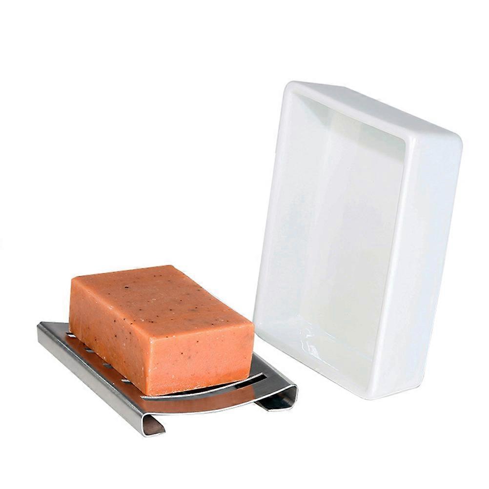 Stainless Steel Double Layer Soap Box for Holding Soap White