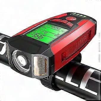 Set di luci per bicicletta ricaricabili tramite USB 5 in 1 - Faro anteriore a LED super luminoso | Tachimetro e contacalorie, 5 modalità | Attrezzatura essenziale per il ciclismo