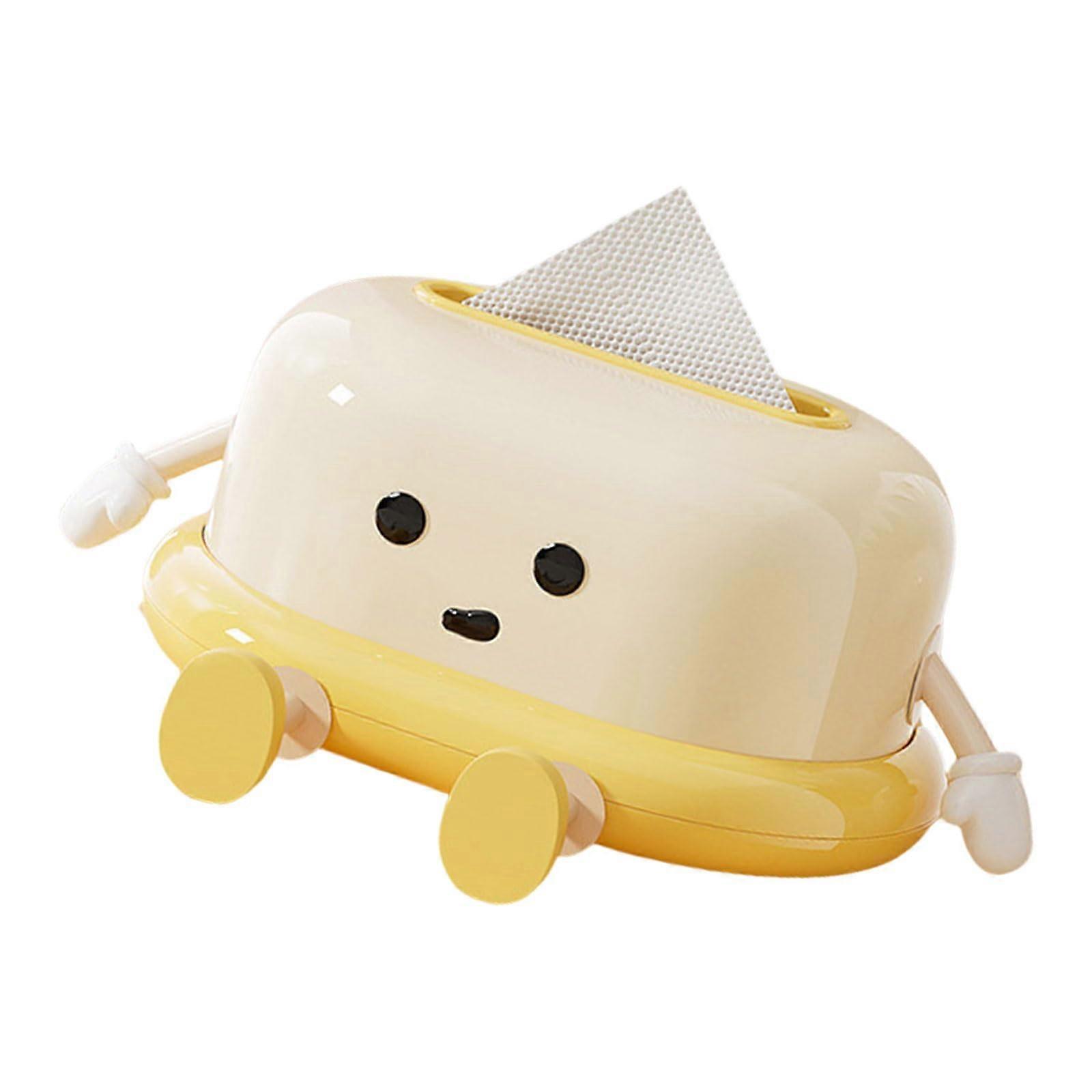 Waterproof Tissue Box with Spring Structure Elegant Napkin Holder for Bathroom Kitchen Yellow