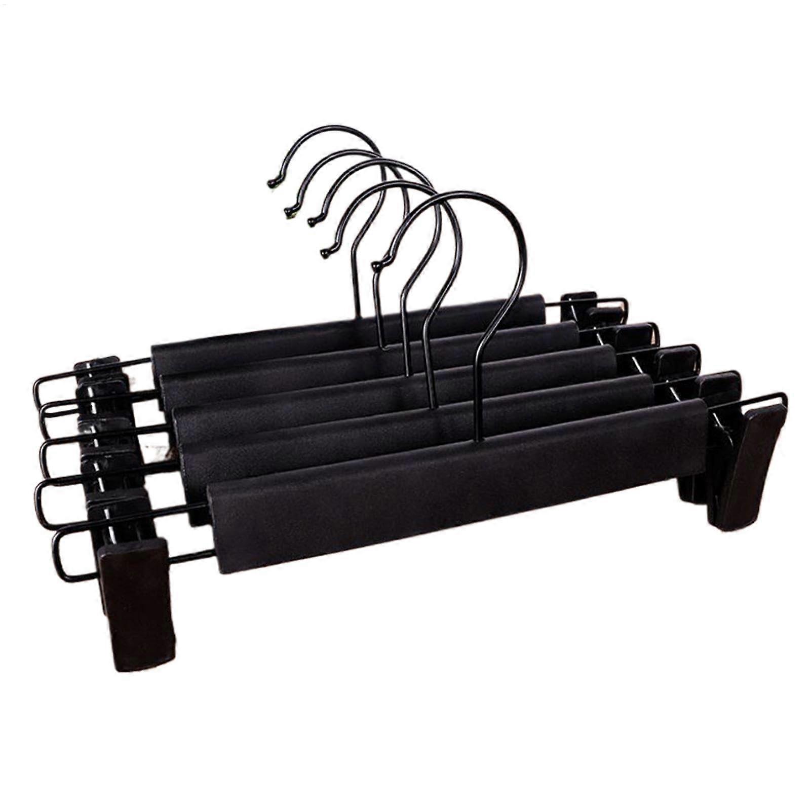Adjustable Pants Hangers with Clips 5 Pack, 360° Rotatable Hook, Rustproof SpaceSaving Design