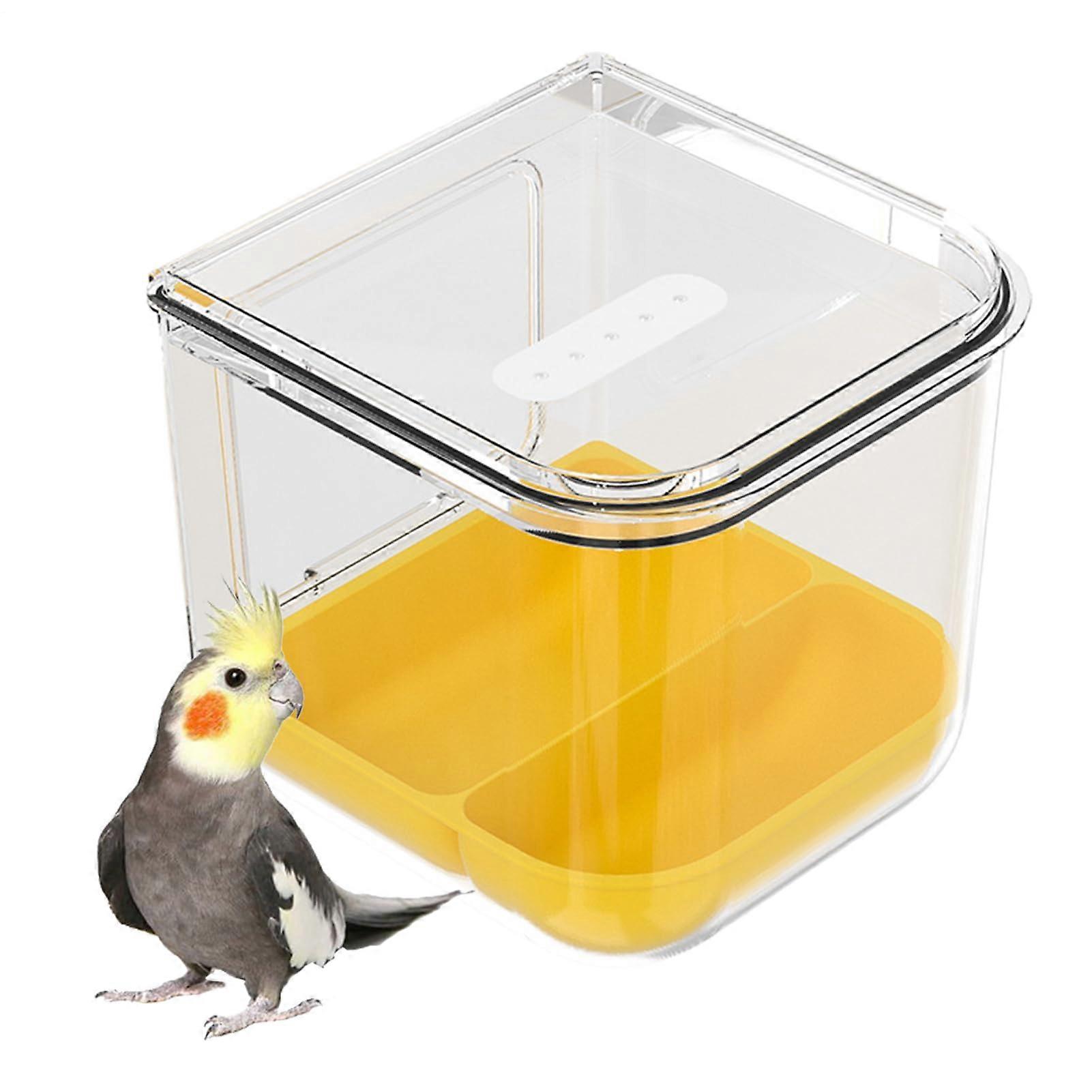 Transparent Bird Bath for Cage with Shower Simulation, Hangable Feeder for Parakeets and Parrots