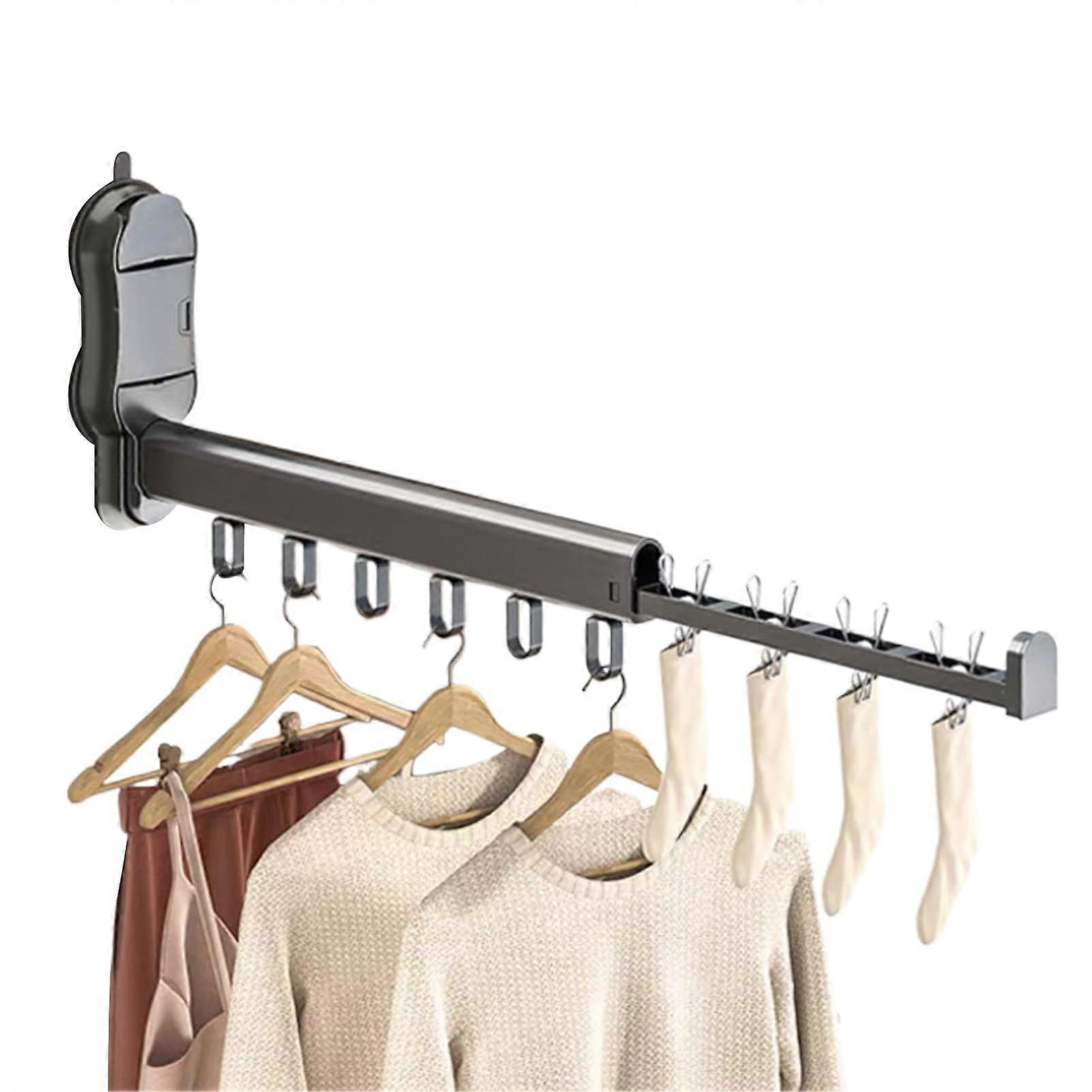 Wall Mounted Retractable Clothes Drying Rack with Reliable Suction Mount for Space Saving Indoor Outdoor Laundry
