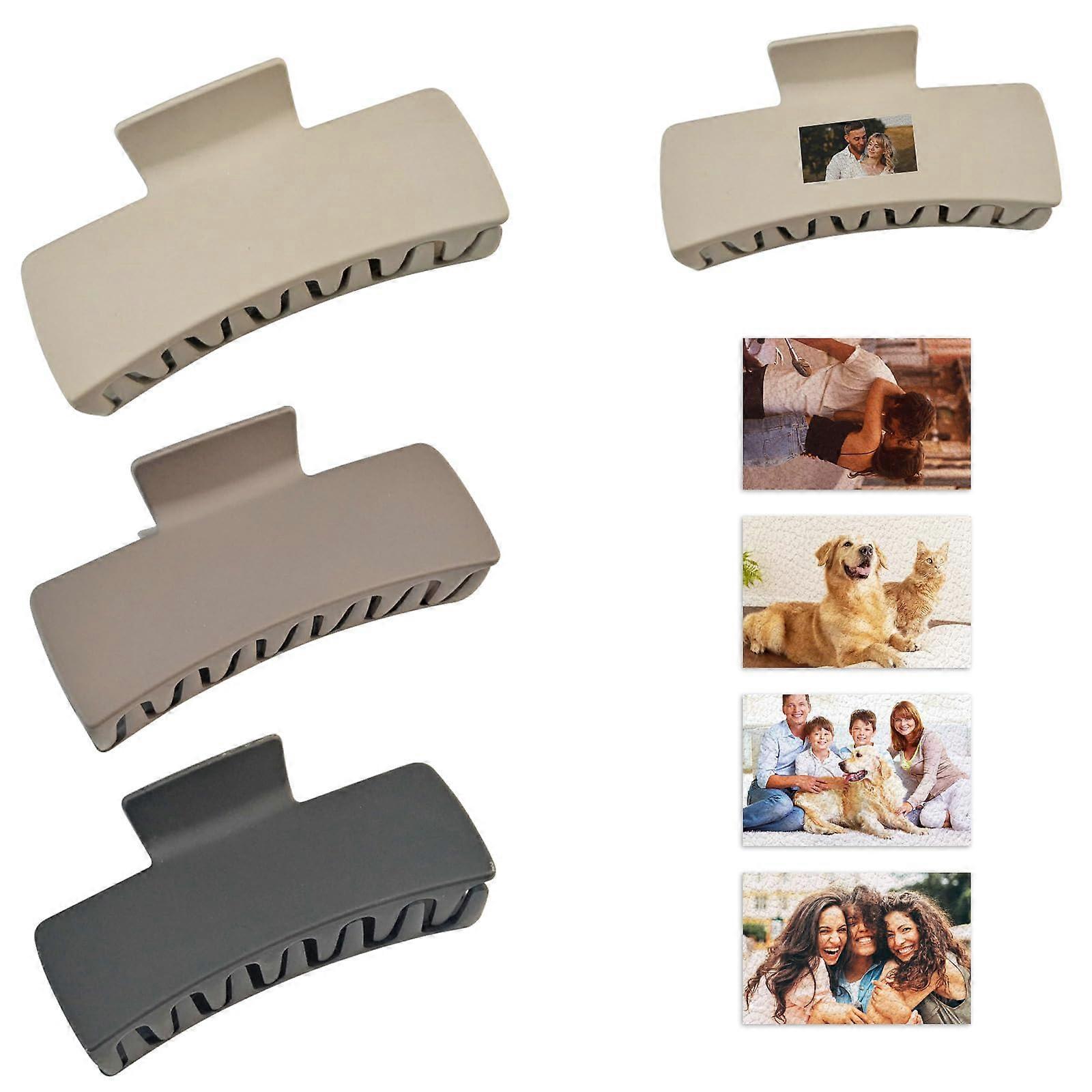 Hair Claw Clips with Custom Image and Text, Large Rectangle Clip for Thick Hair