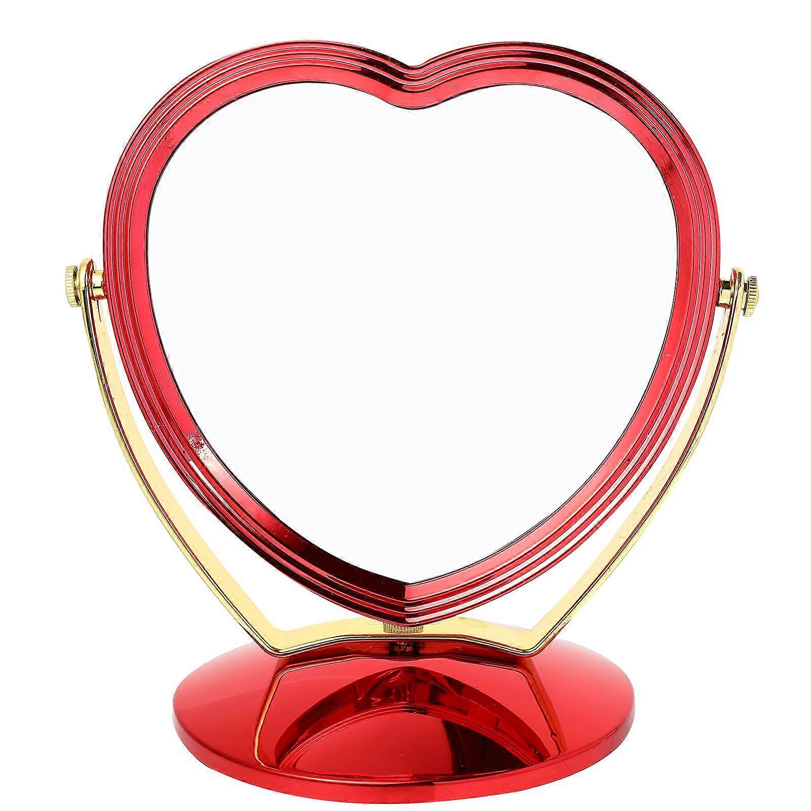 1Pc Double-sided Rotating Mirror Traditional Dowry Desktop Wedding Mirror (Red)