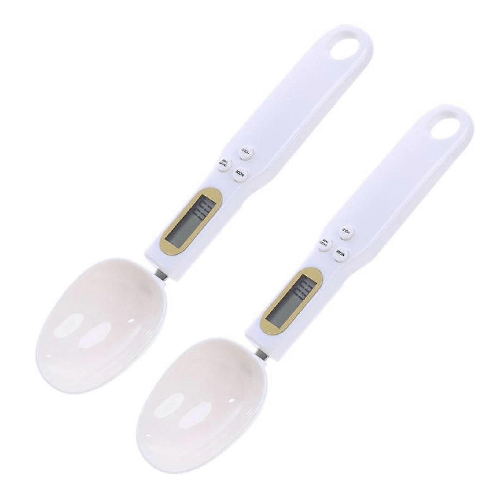 2 Pack Digital Measuring Spoon with LCD Display, Electronic Spoon Scale for Baking and Cooking, White